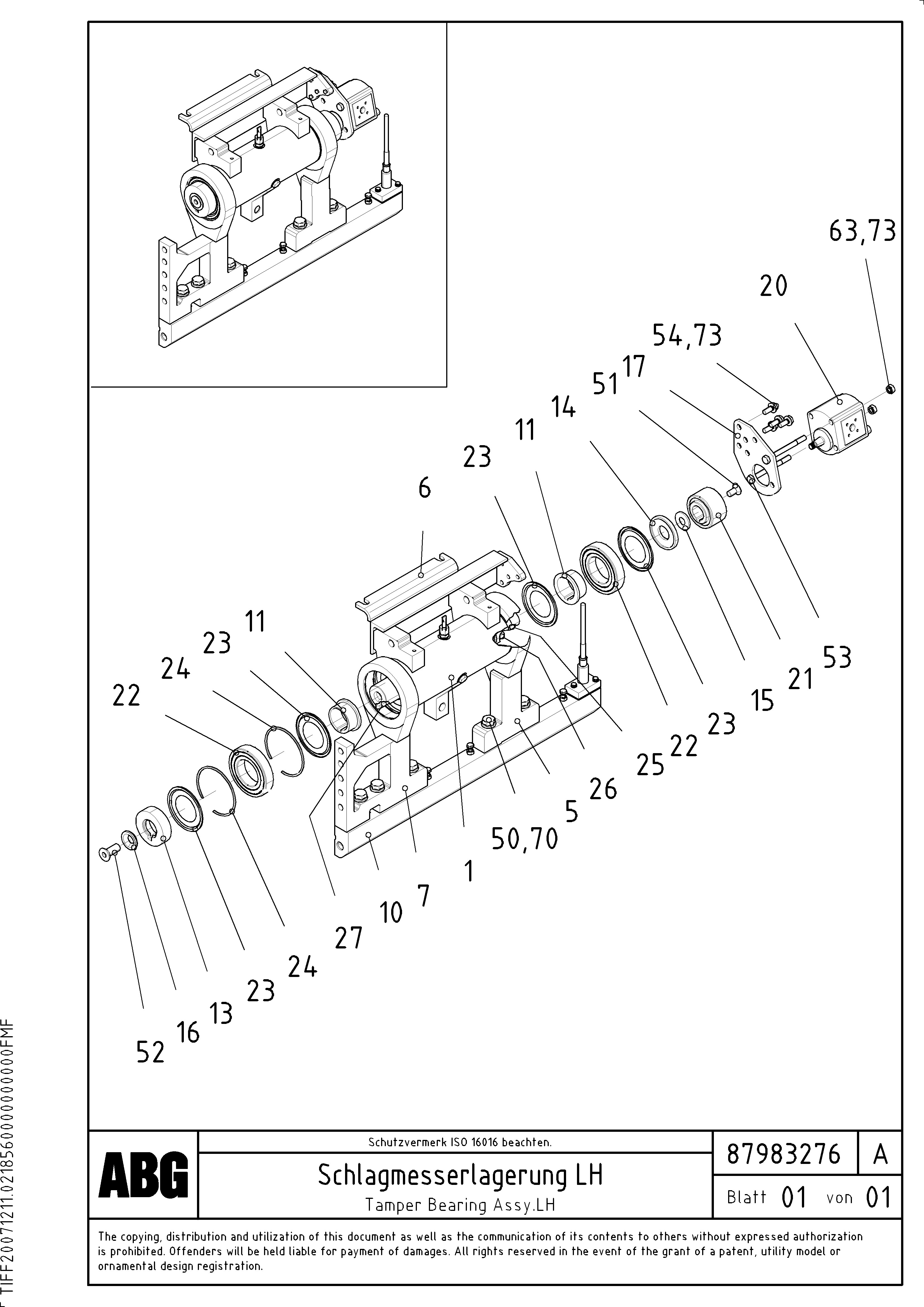 Схема запчастей Volvo ABG2820 - 75274 Adjusting bearing housing for extension VB 30 ATT. SCREEDS 1,5 - 4,0M ABG2820