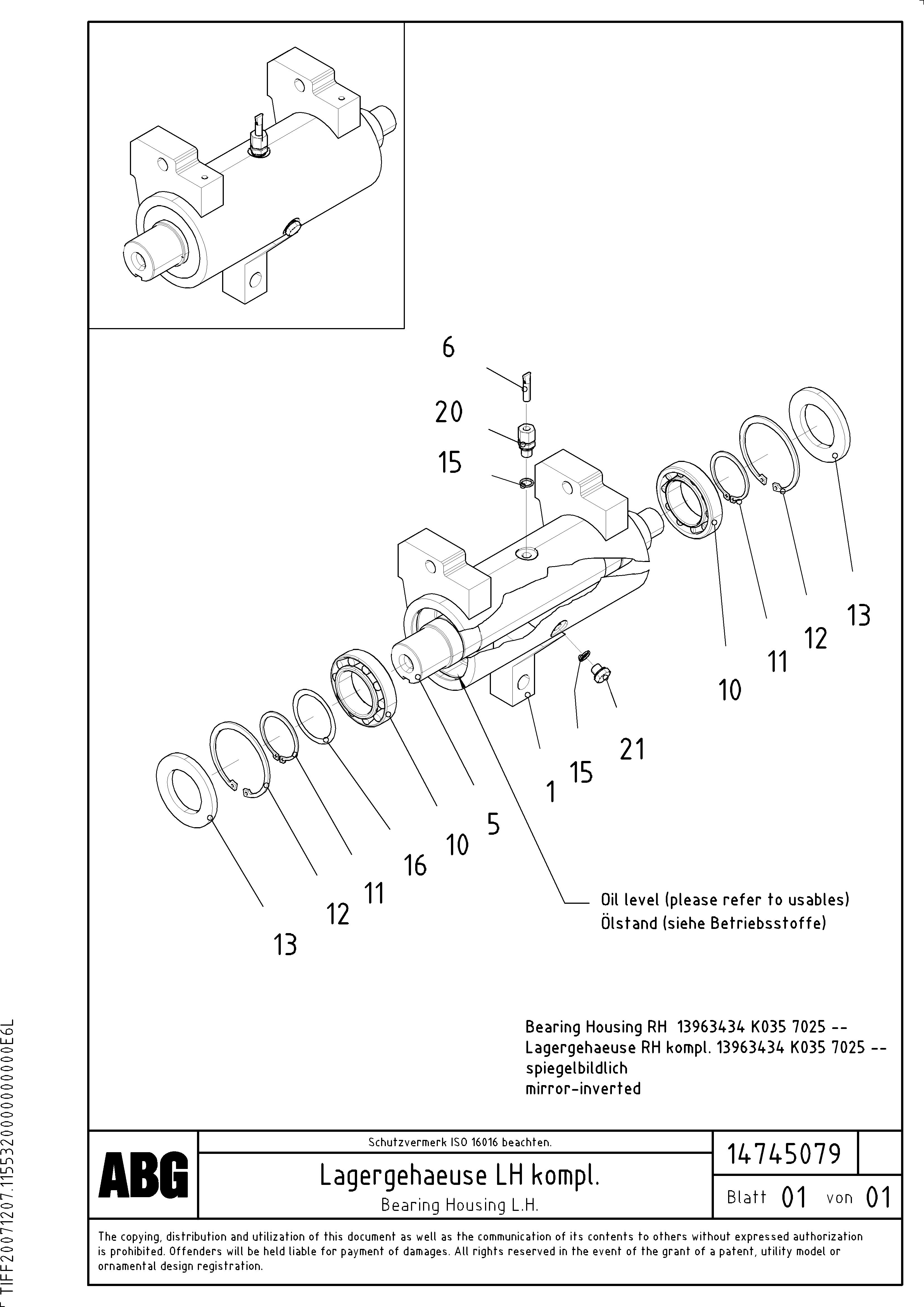 Схема запчастей Volvo ABG2820 - 80770 Adjusting bearing housing for basic screed VB 30 ATT. SCREEDS 1,5 - 4,0M ABG2820