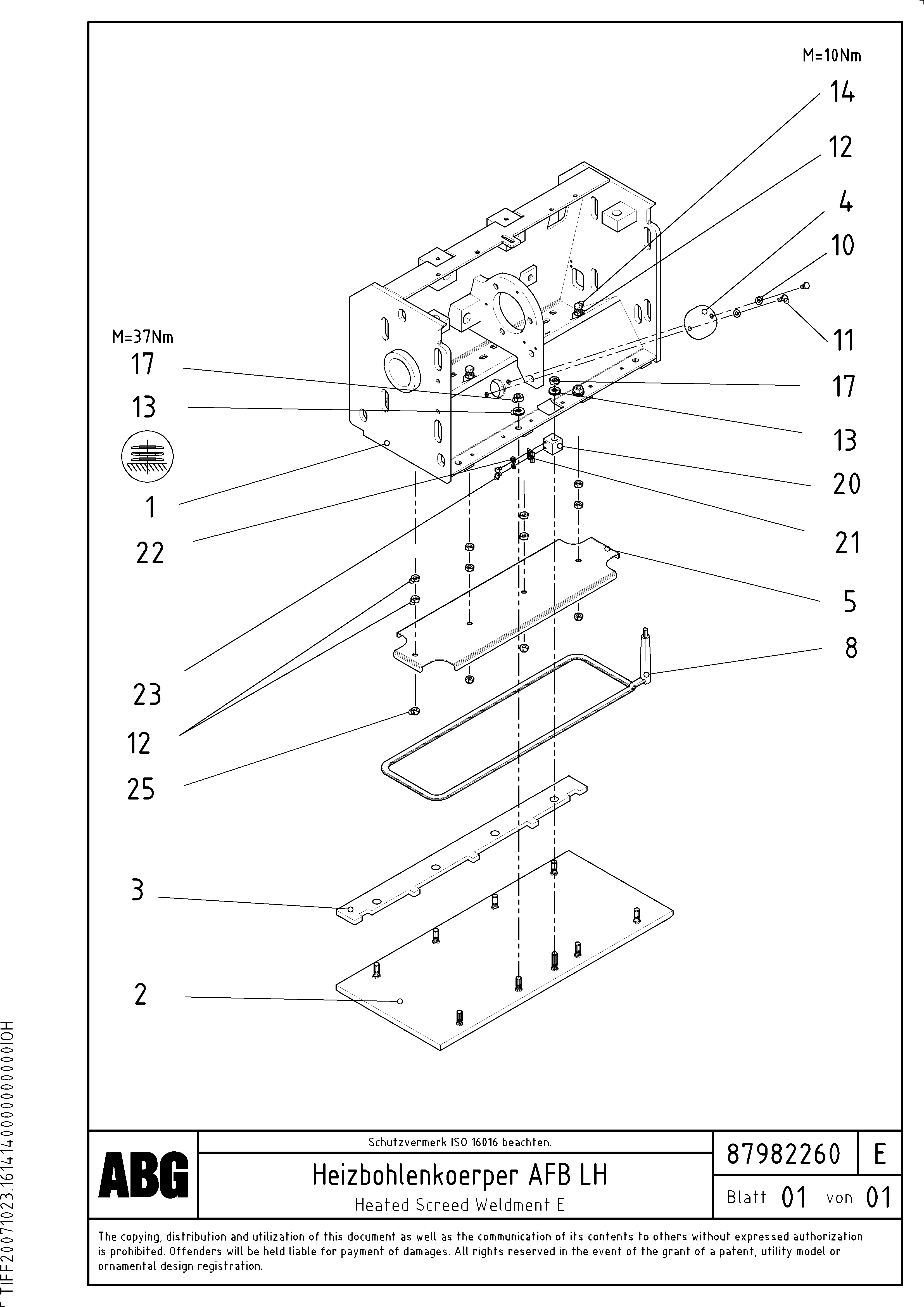 Схема запчастей Volvo ABG2820 - 78727 Heated base plate for extendable screed VB 30 ATT. SCREEDS 1,5 - 4,0M ABG2820