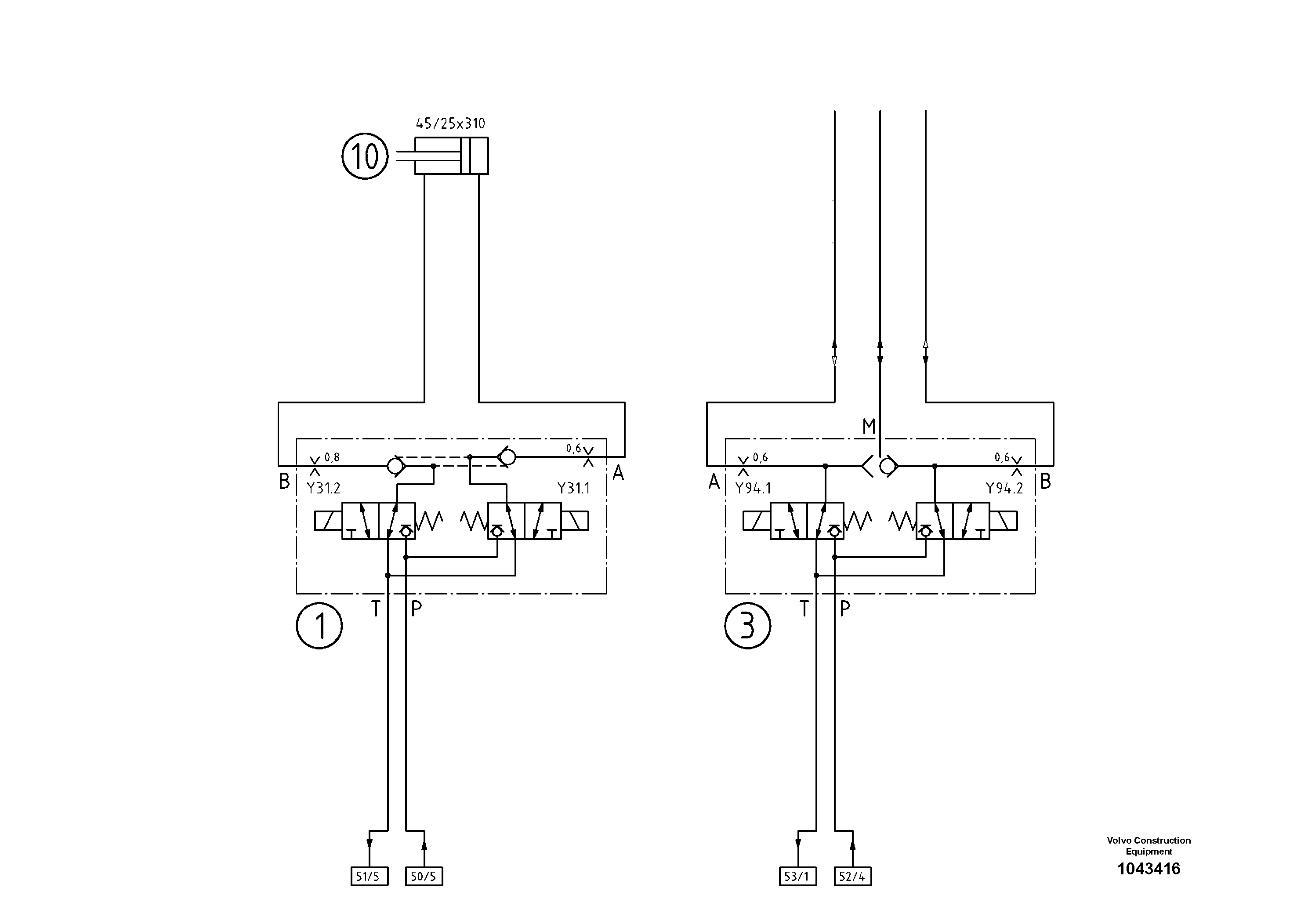 Схема запчастей Volvo ABG2820 - 57007 Hydraulic diagram ABG2820 S/N 20814 -