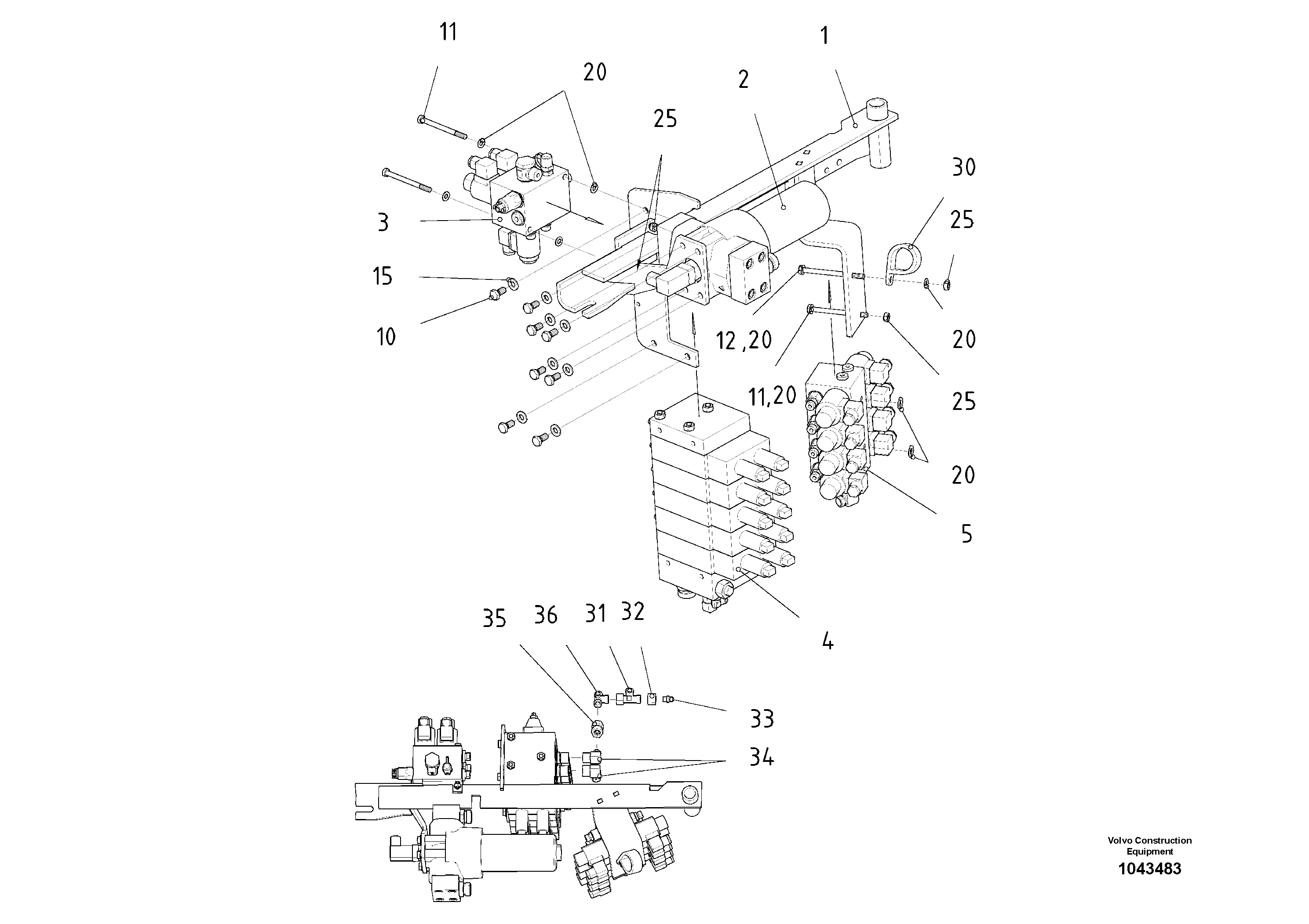Схема запчастей Volvo ABG2820 - 57014 Valve Support ABG2820 S/N 20814 -