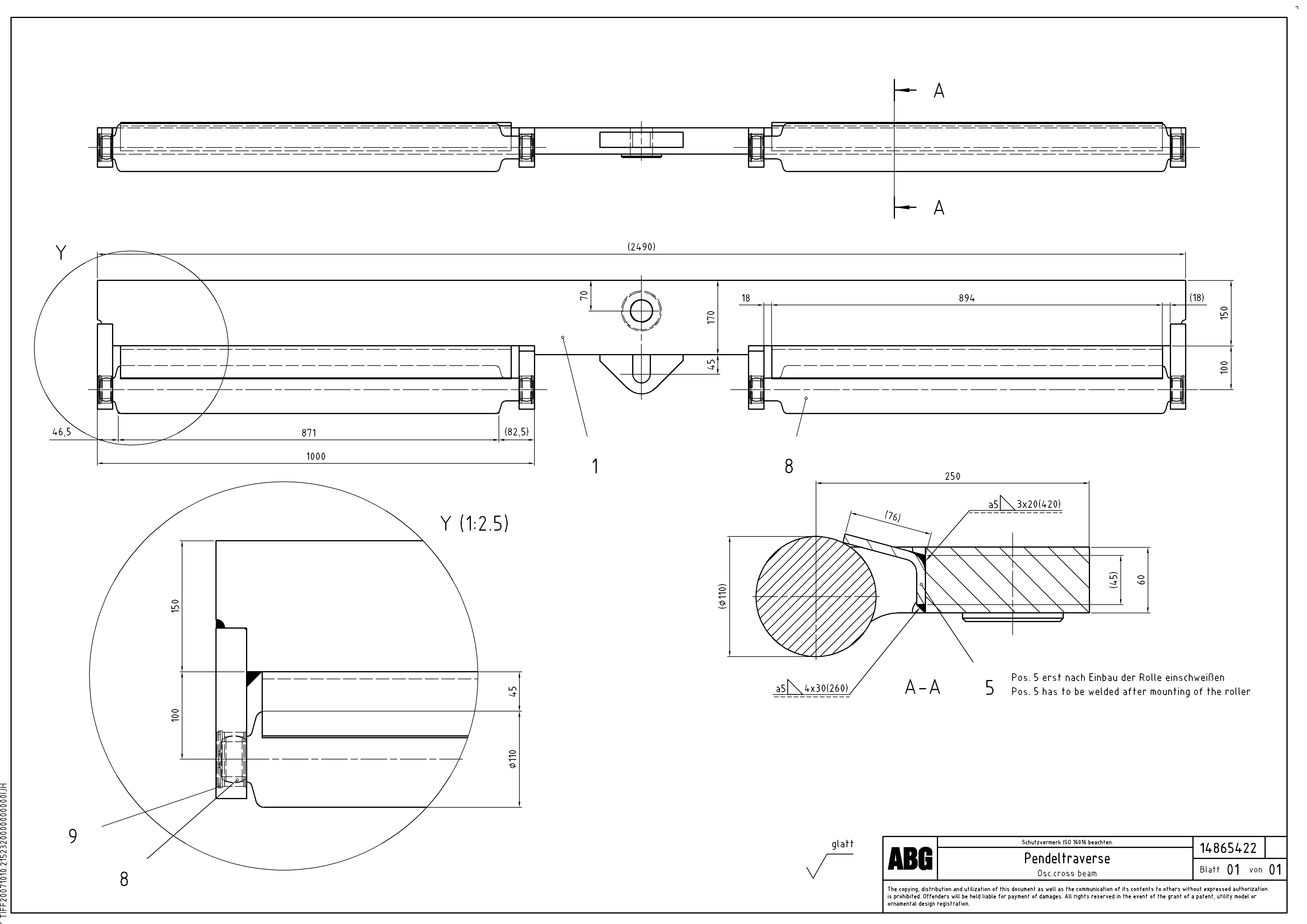 Схема запчастей Volvo ABG5820 - 52937 Oscillating Cross Beam ABG5820 S/N 20975 -