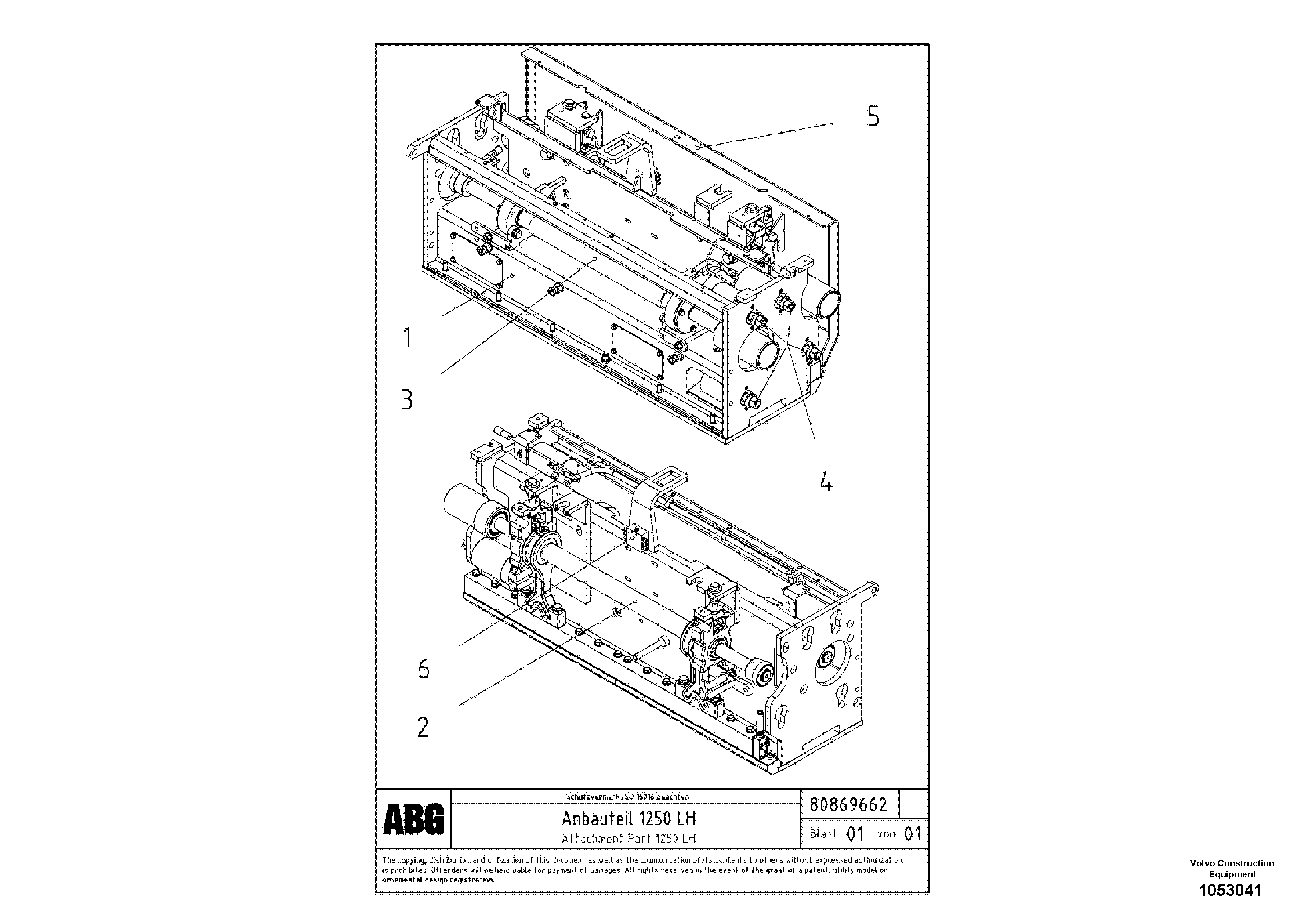 Схема запчастей Volvo ABG5820 - 70150 Attachment part for extension VB 78 ETC ATT. SCREED 2,5 - 9,0 M ABG5820/6820/7820/7820B