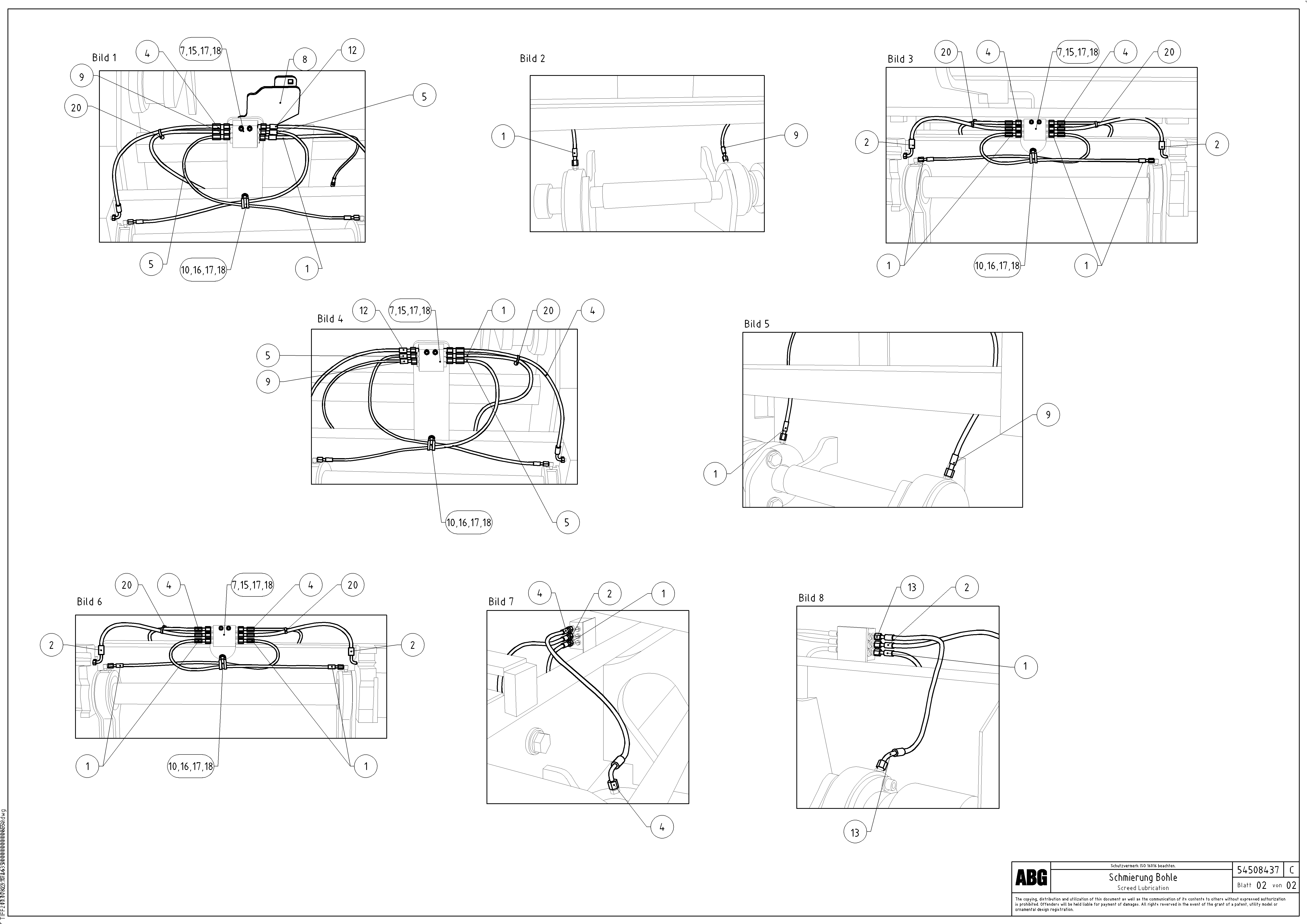 Схема запчастей Volvo ABG5820 - 96678 Screed lubrication for basic and extandable screed VB 78 GTC ATT. SCREEDS 2,5 - 9,0M ABG5820/6820/7820/7820B