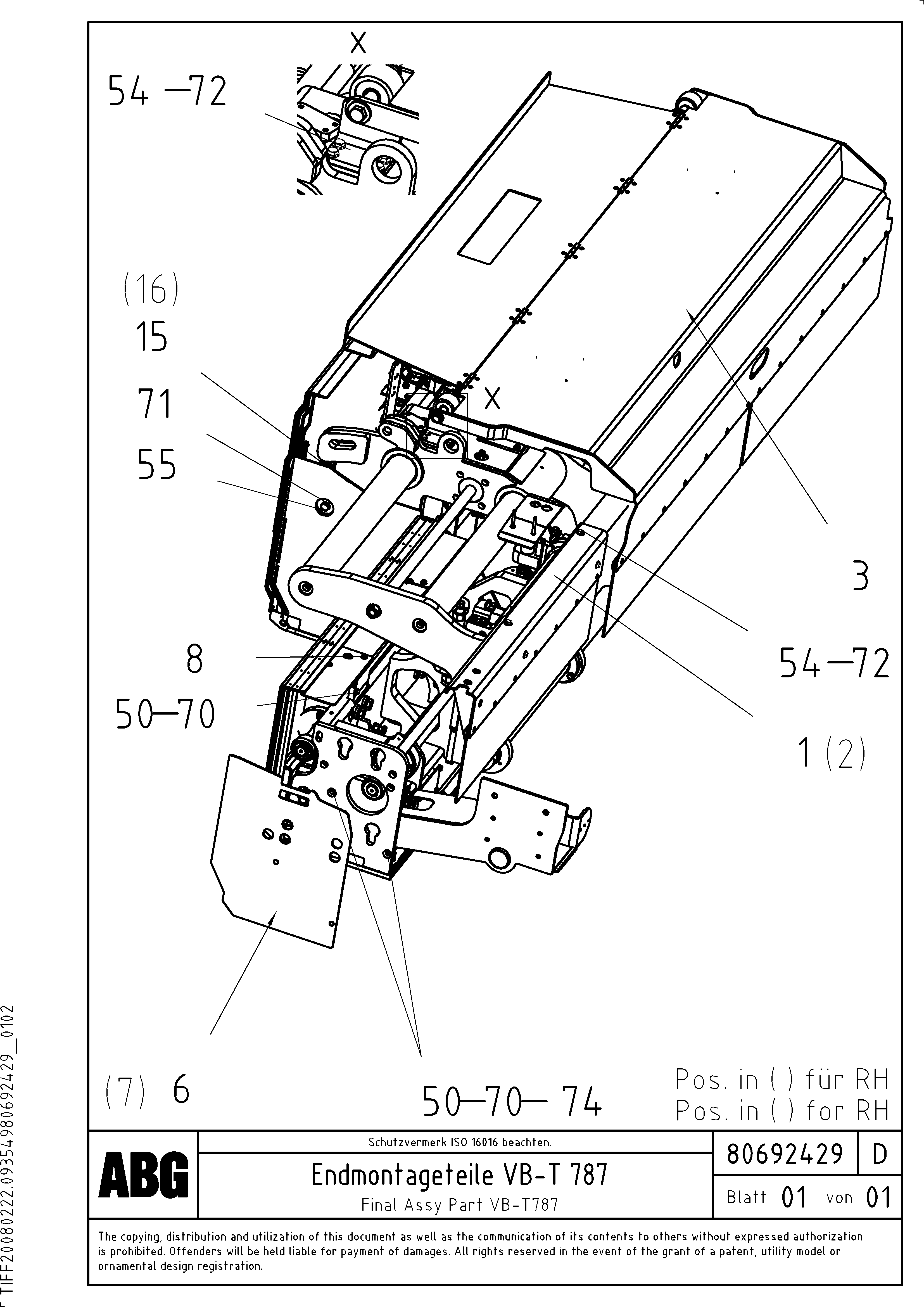 Схема запчастей Volvo ABG5820 - 40815 Final assembly on basic and extendable screeds VB-T 78 GTC ATT. SCREEDS 2,5 - 8,0M ABG5820
