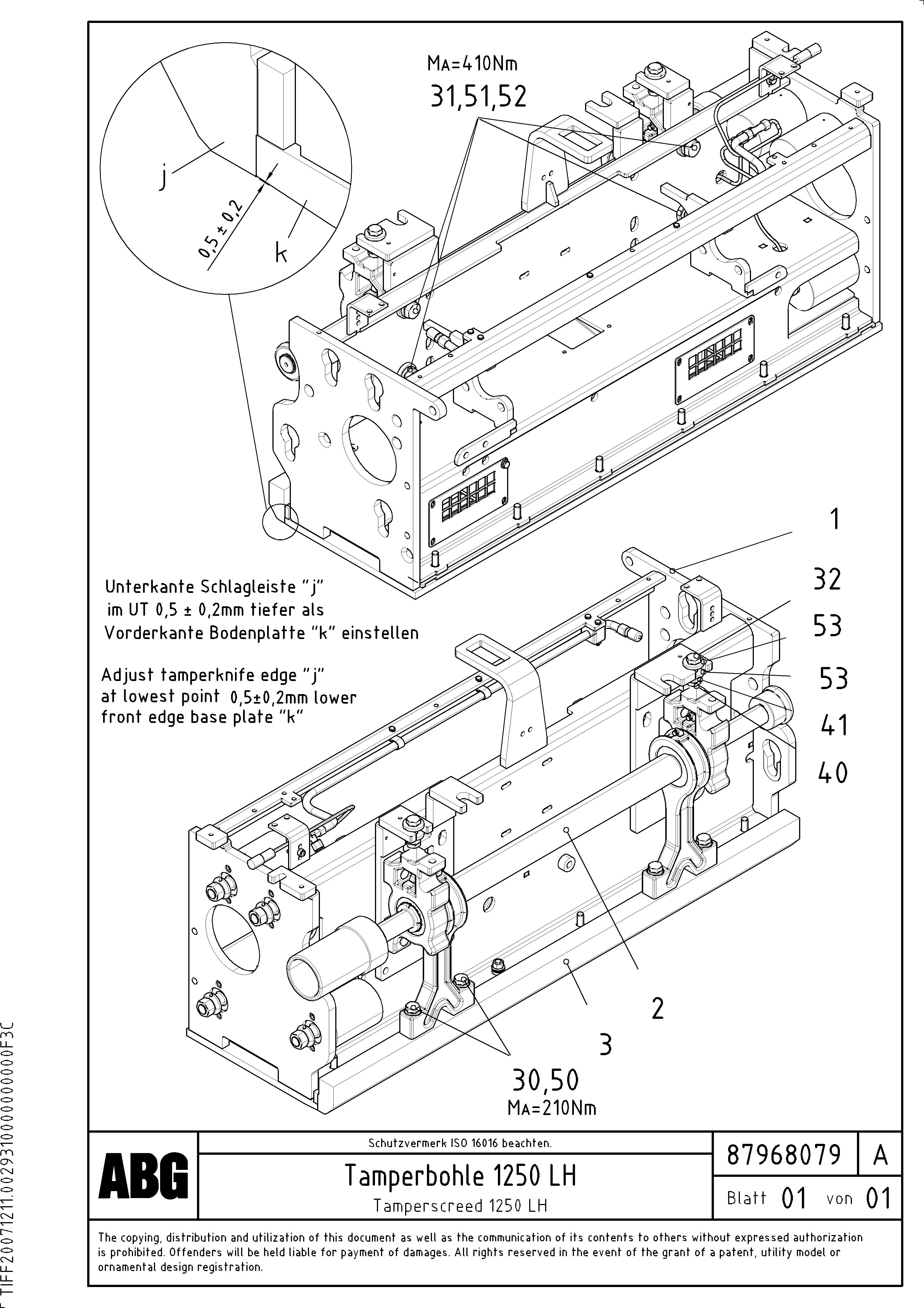 Схема запчастей Volvo ABG5820 - 62971 Tamper screed for extension VB-T 78 GTC ATT. SCREEDS 2,5 - 8,0M ABG5820