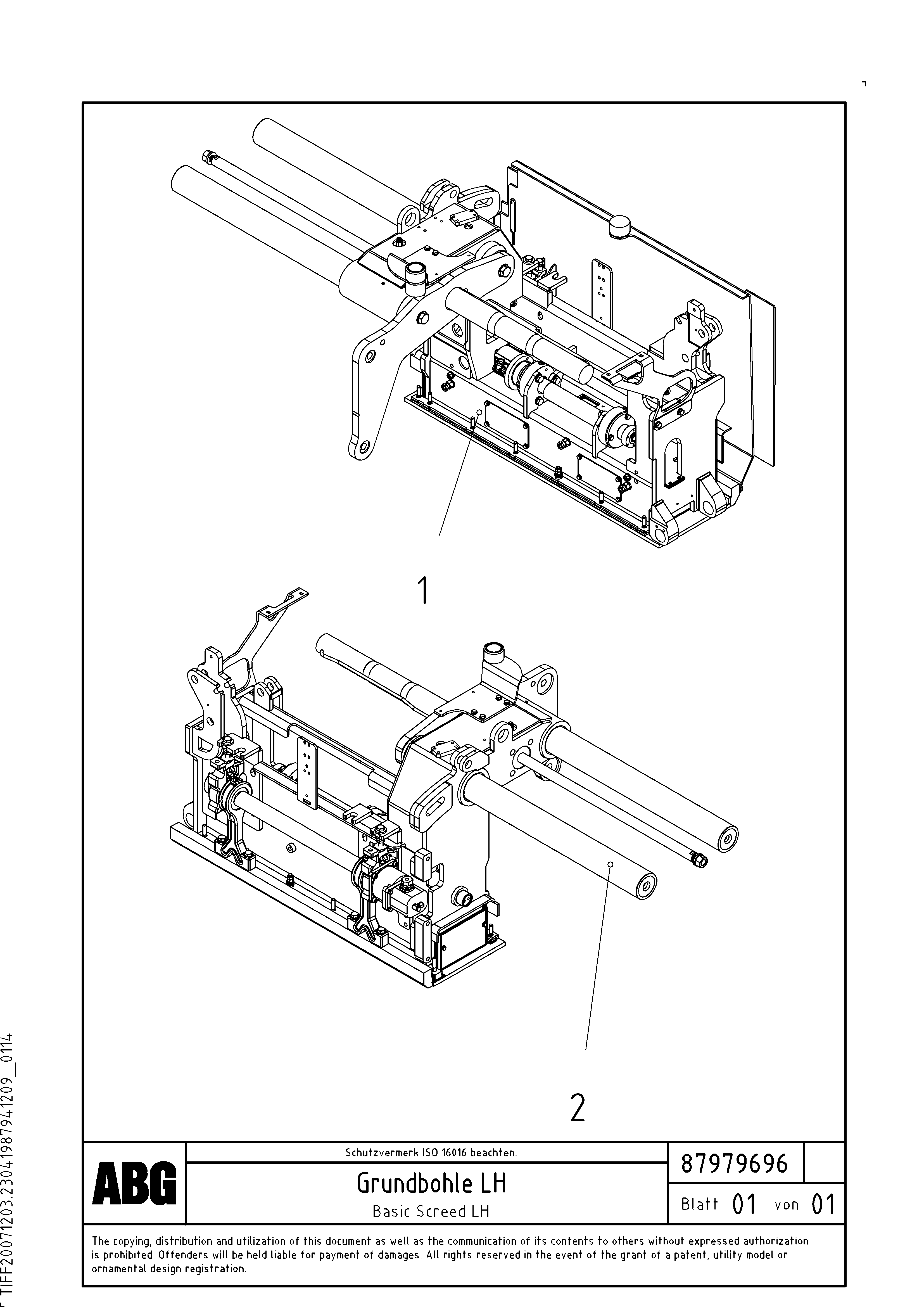 Схема запчастей Volvo ABG5820 - 73121 Basic screed VB 78 GTC ATT. SCREEDS 2,5 - 9,0M ABG5820/6820/7820/7820B