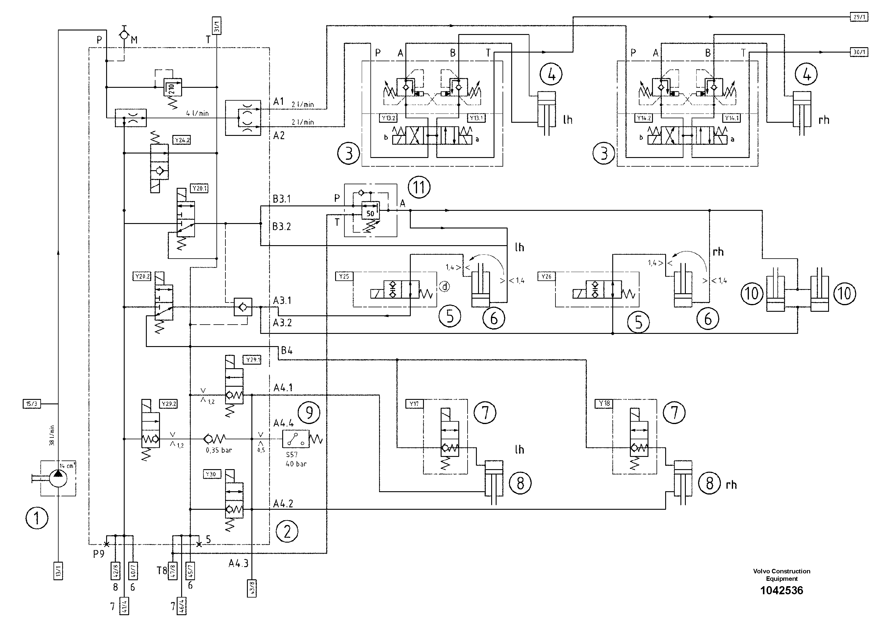 Схема запчастей Volvo ABG5820 - 54395 Hydraulic diagram ABG5820 S/N 20975 -