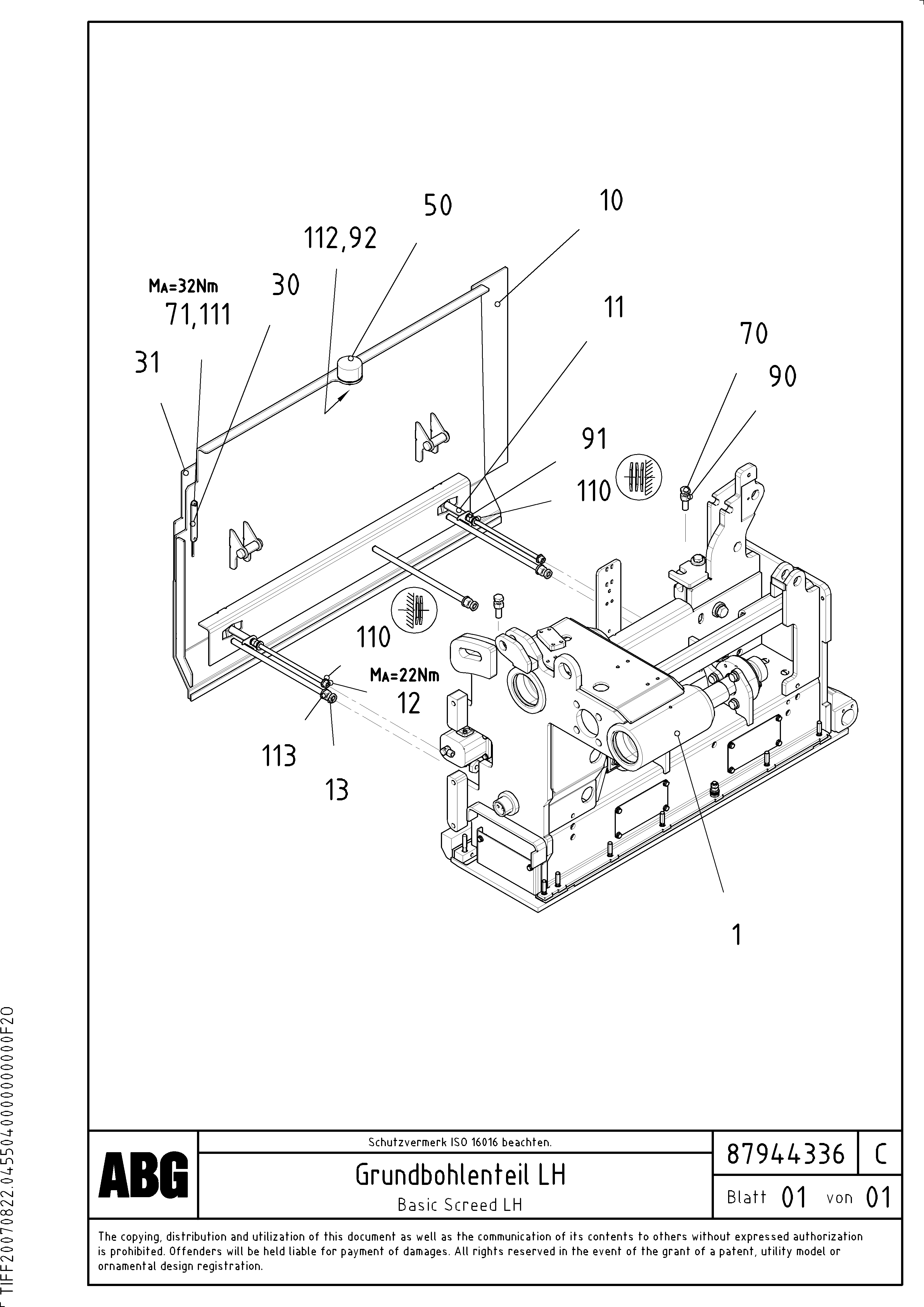 Схема запчастей Volvo ABG5820 - 75871 Basic screed VB 78 GTC ATT. SCREEDS 2,5 - 9,0M ABG5820/6820/7820/7820B