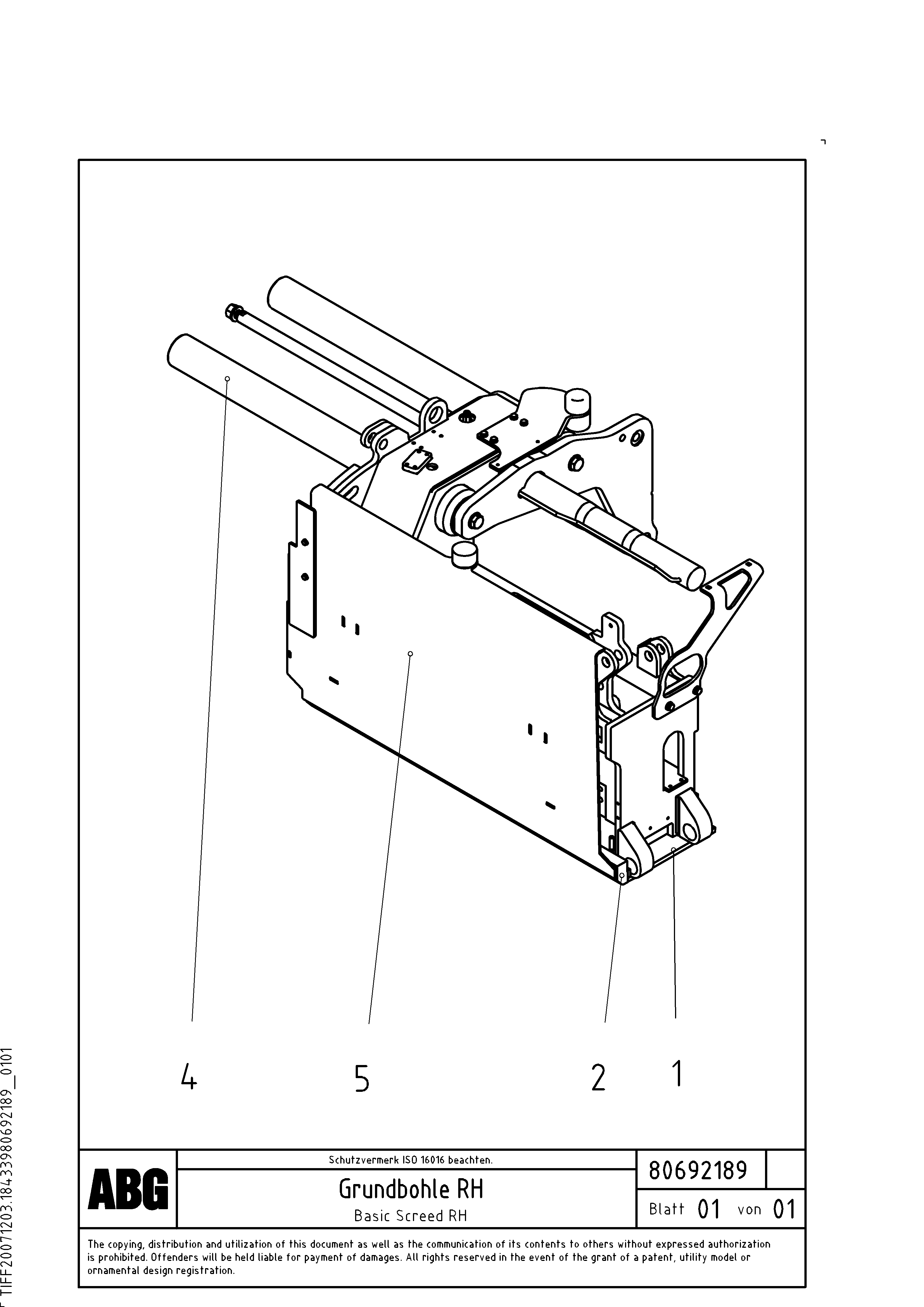 Схема запчастей Volvo ABG5820 - 63152 Basic screed VB-T 78 GTC ATT. SCREEDS 2,5 - 8,0M ABG5820