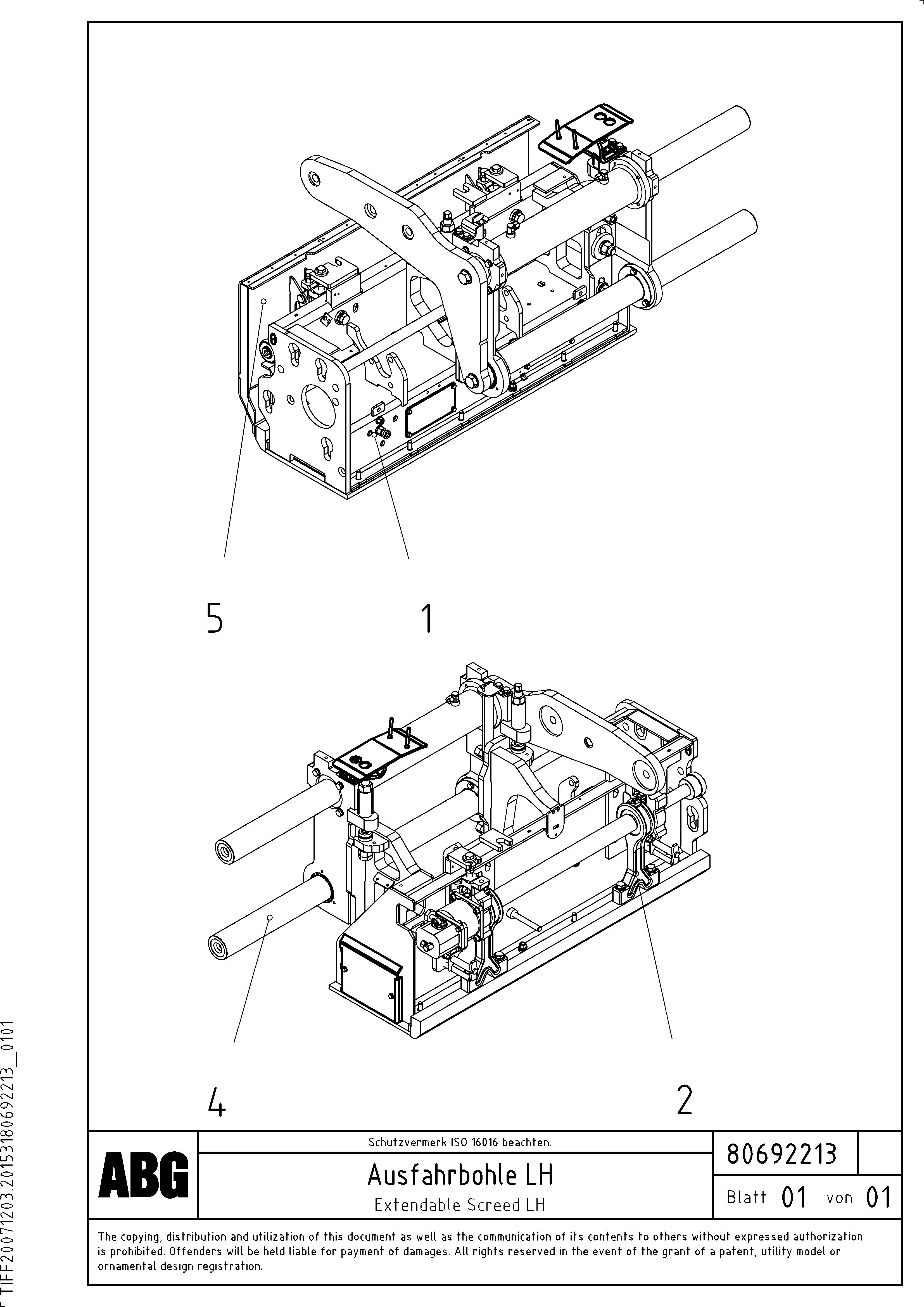 Схема запчастей Volvo ABG5820 - 63154 Extendable screed VB-T 78 GTC ATT. SCREEDS 2,5 - 8,0M ABG5820