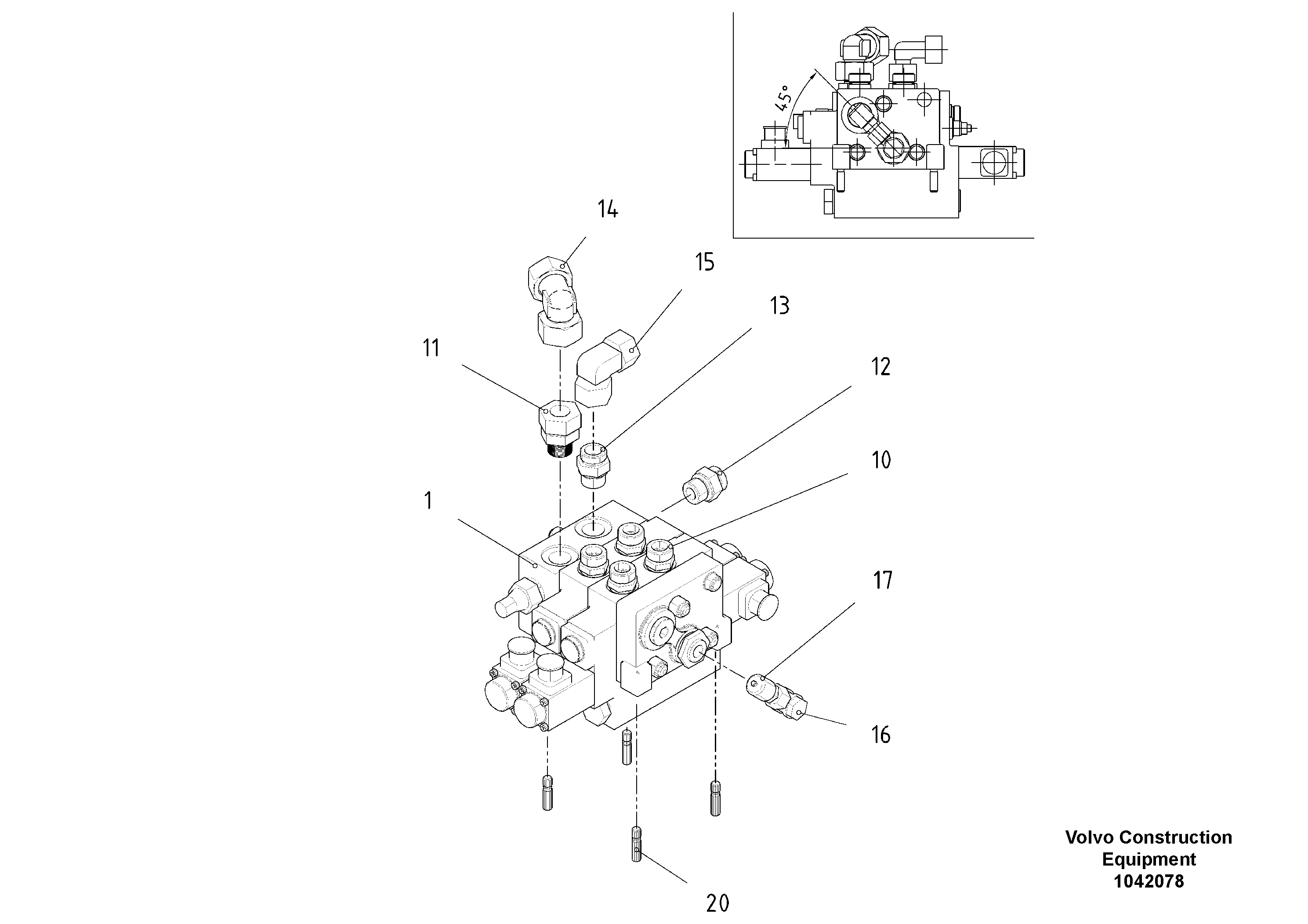 Схема запчастей Volvo ABG6820 - 48379 valve block auger ABG6820 S/N 20836 -