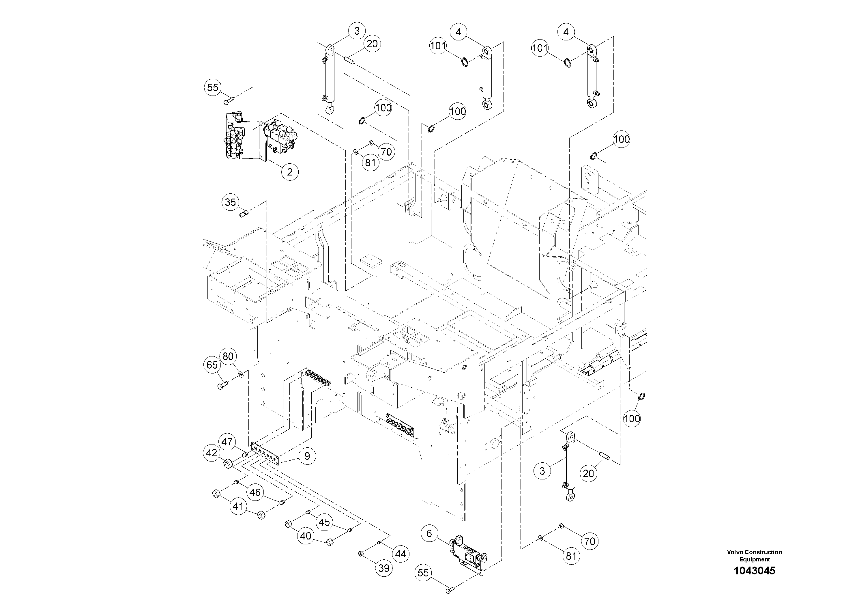 Схема запчастей Volvo ABG6820 - 53414 Valves and Cylinders ABG6820 S/N 20836 -