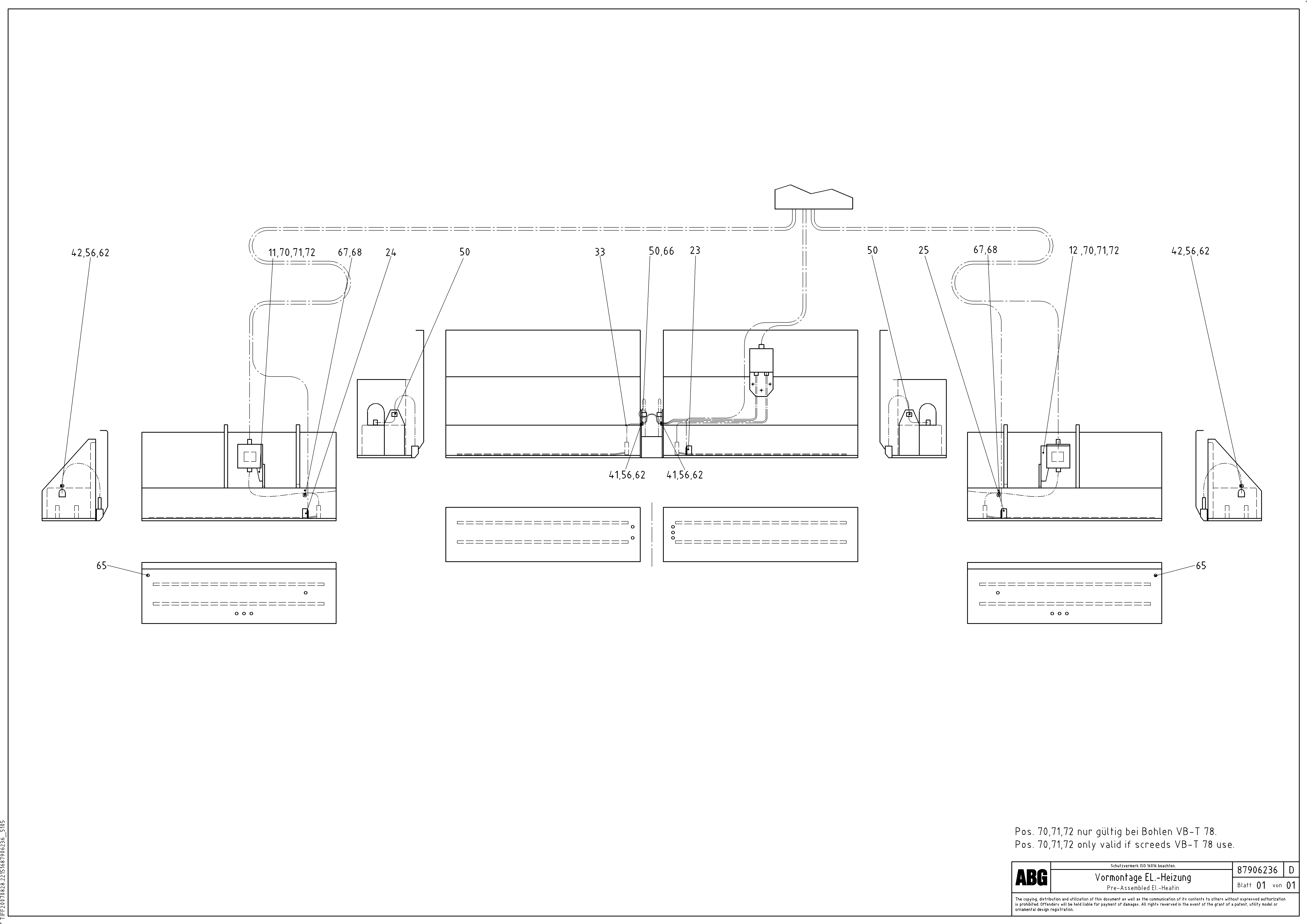 Схема запчастей Volvo ABG6820 - 20726 Pre-assembled El.-heating for basic and extandable screed VB 78 ETC ATT. SCREED 2,5 - 9,0 M ABG5820/6820/7820/7820B