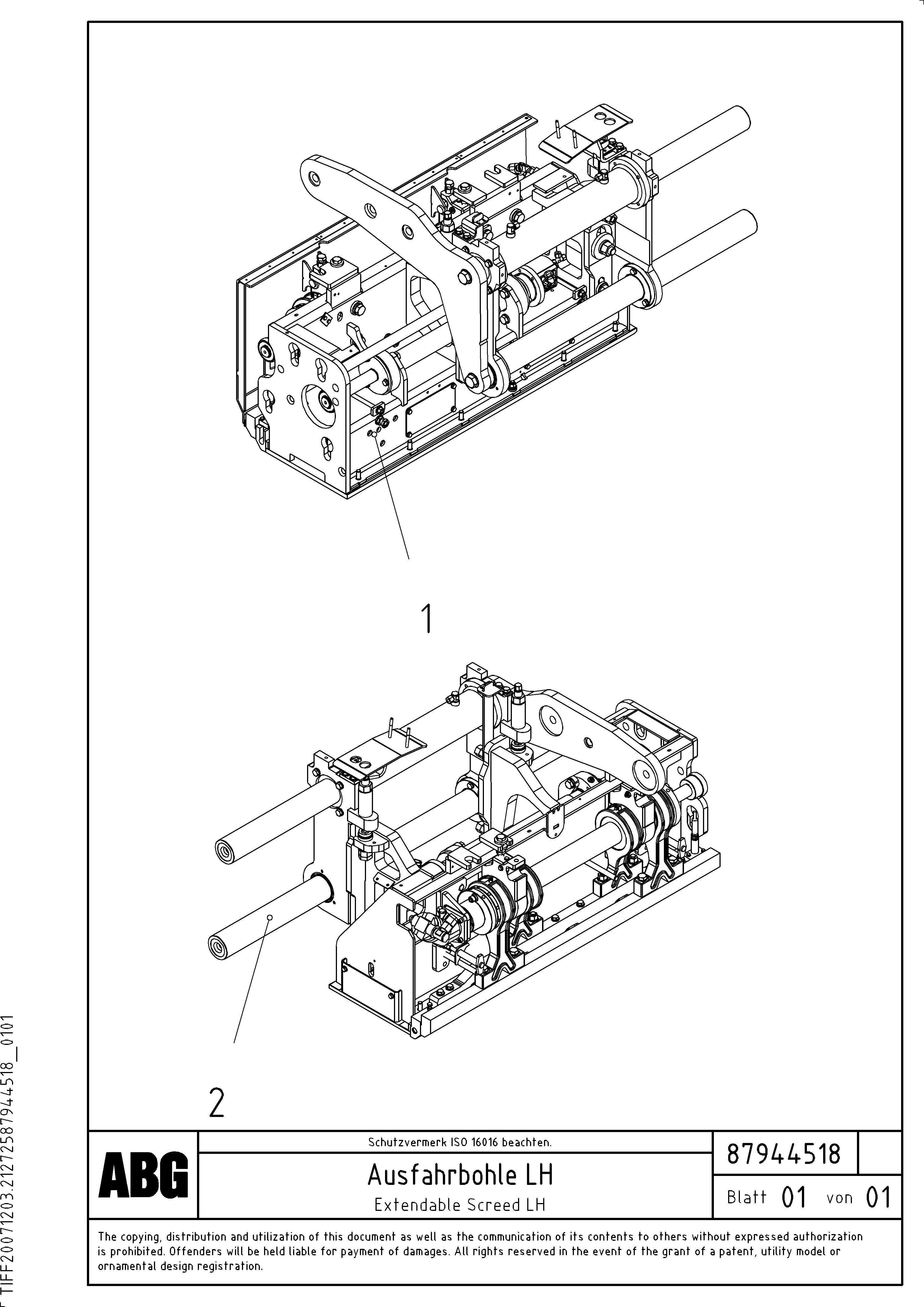 Схема запчастей Volvo ABG6820 - 73125 Screed guide for extandable screed VDT-V 78 ETC ATT. SCREED 2,5 - 9,0 M ABG6820, ABG7820/ABG7820B