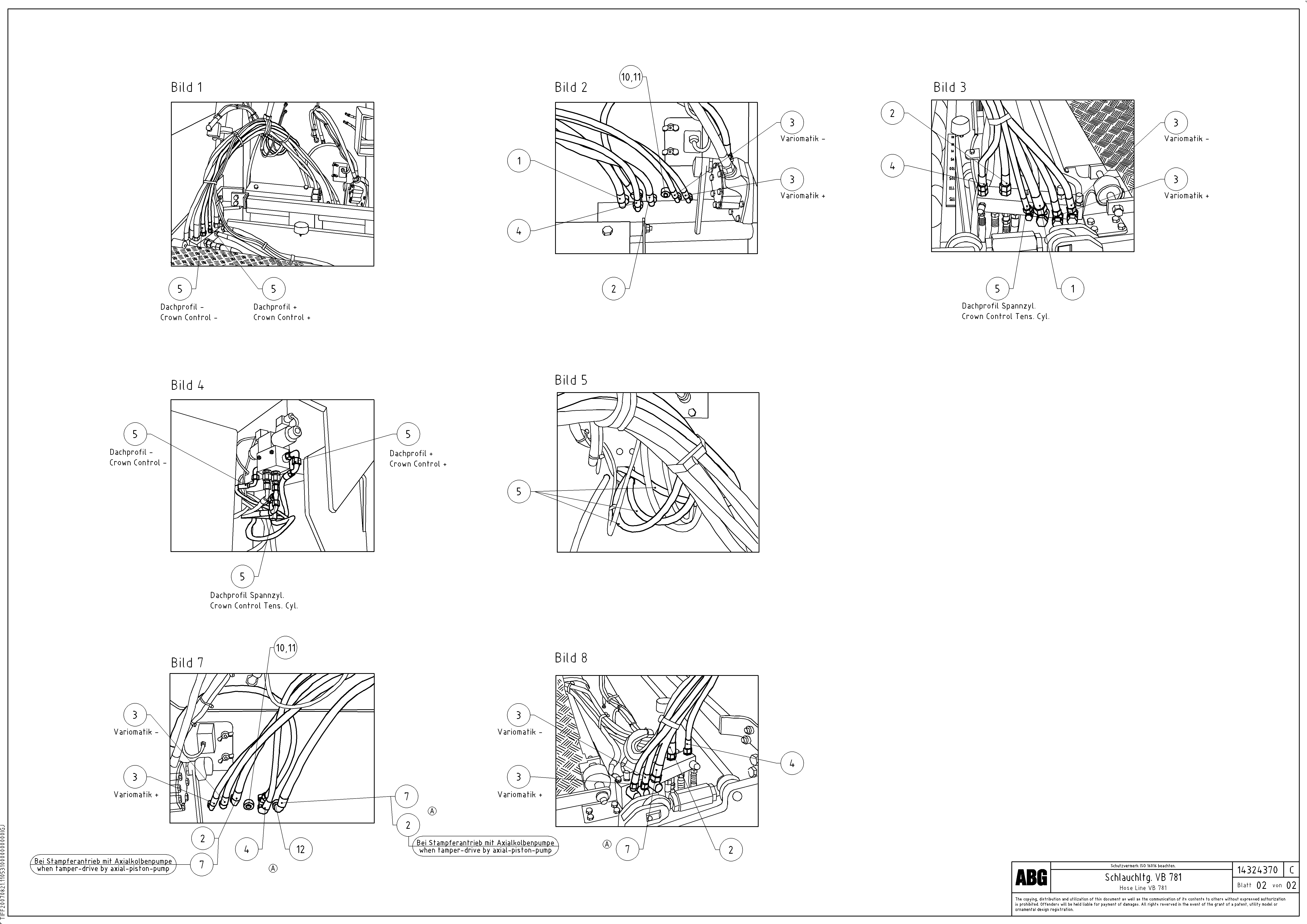 Схема запчастей Volvo ABG6820 - 78716 Hose lines from paver to connection block and solenoid valve VB 88 ETC ATT. SCREED 3,0 - 10,0M ABG6820, ABG7820/ABG7820B