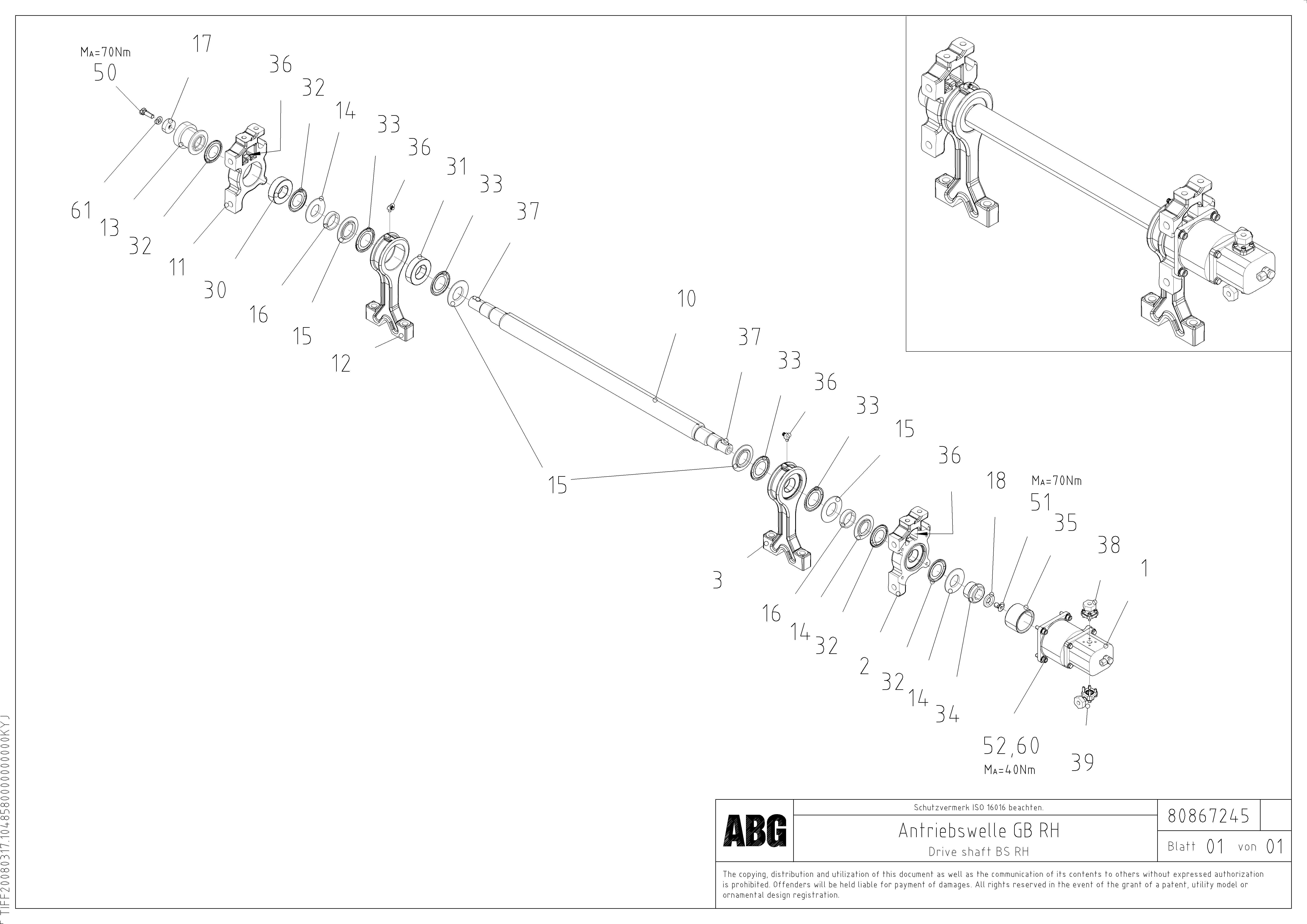 Схема запчастей Volvo ABG6820 - 74959 Tamper drive shaft for tamper/basic screed VB 88 ETC ATT. SCREED 3,0 - 10,0M ABG6820, ABG7820/ABG7820B