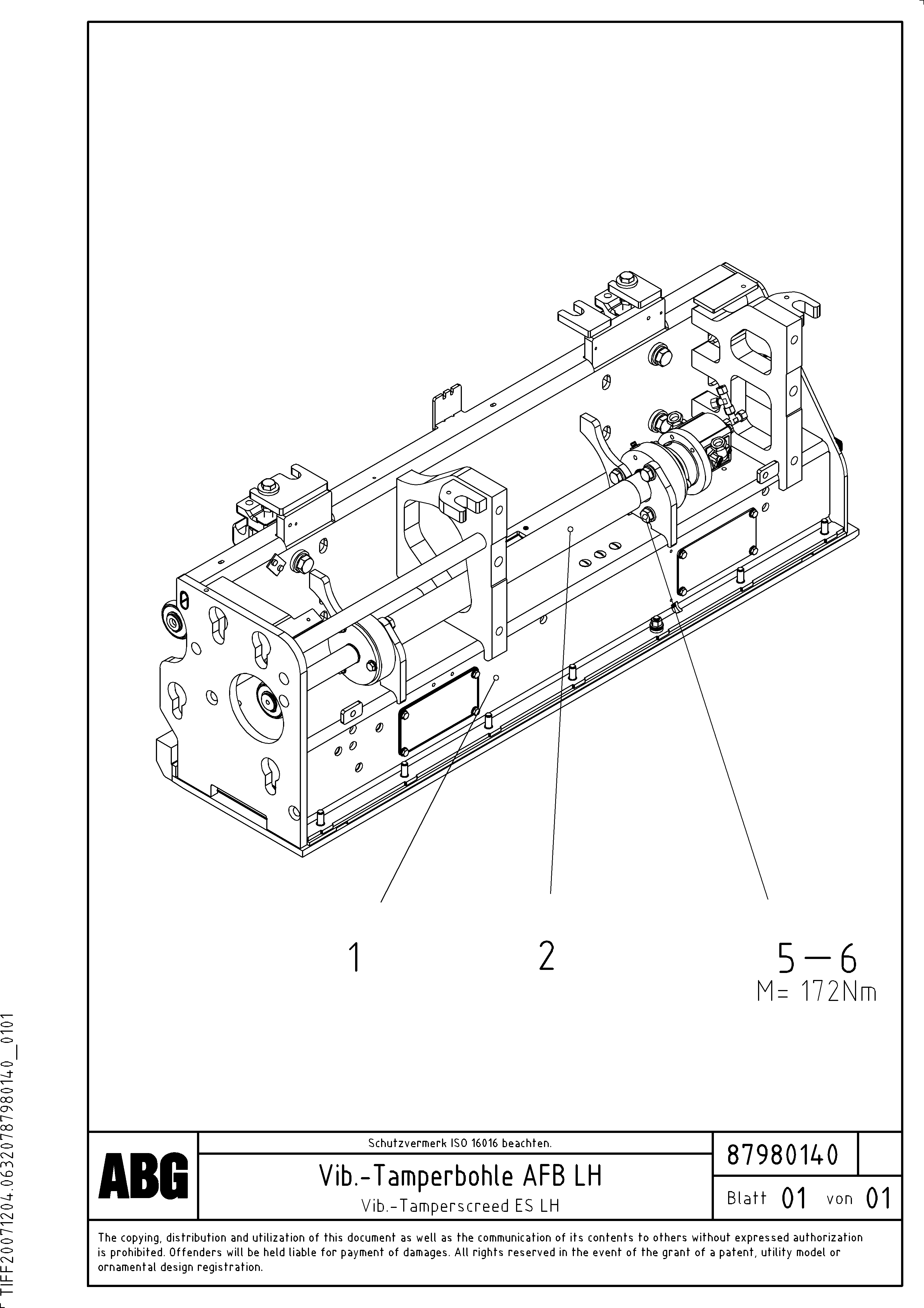Схема запчастей Volvo ABG6820 - 68361 Vib.-tamperscreed for extension VB 88 GTC ATT. SCREEDS 3,0 -10,0M ABG6820, ABG7820/ABG7820B