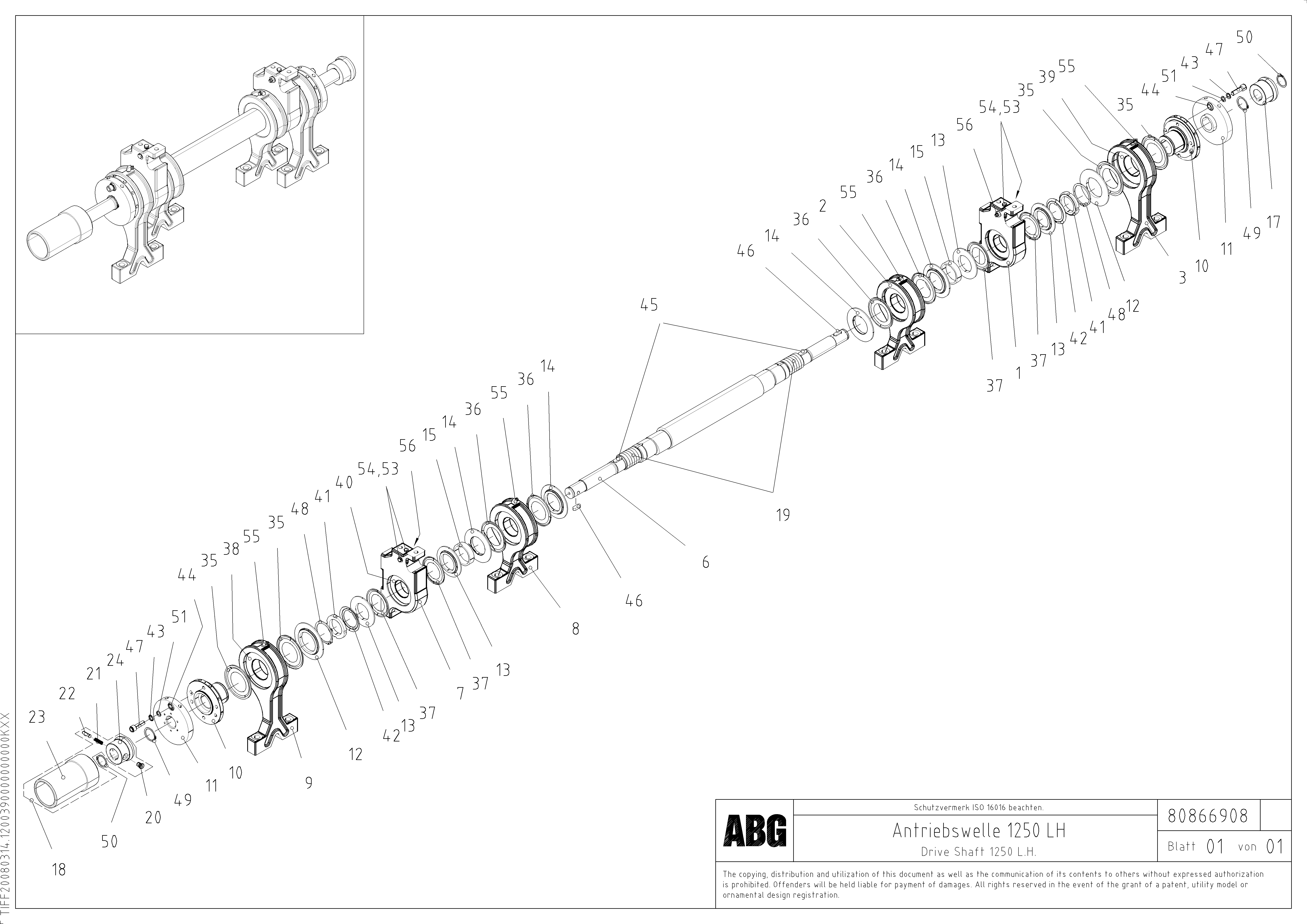 Схема запчастей Volvo ABG6820 - 56240 Drive shaft for extension VDT-V 78 GTC ATT. SCREEDS 2,5 - 9,0M ABG6820,ABG7820,ABG7820B