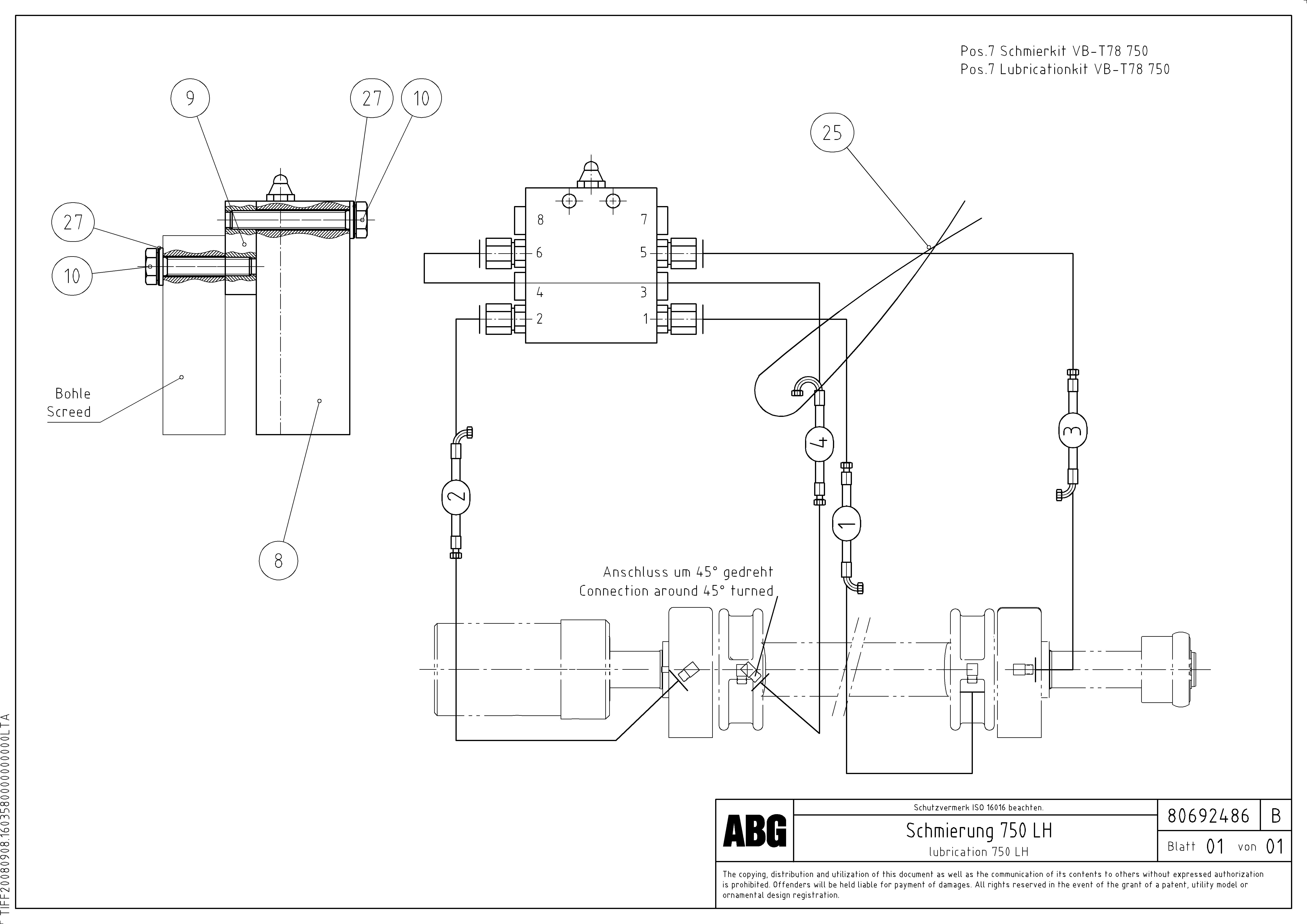 Схема запчастей Volvo ABG6820 - 69060 Lubrication for extension VB-T 78 ETC ATT. SCREEDS 2,5 - 8,0M ABG6820
