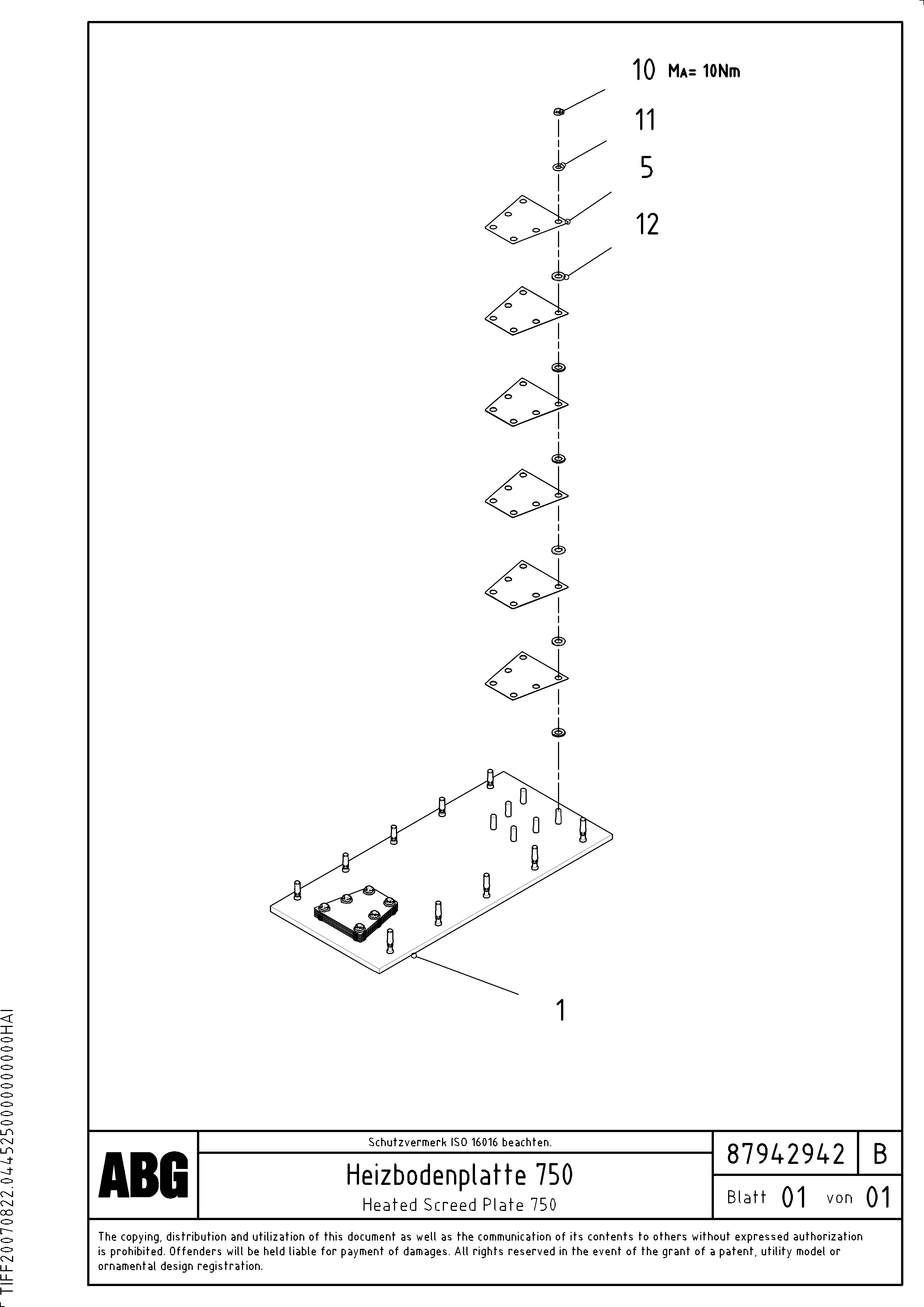 Схема запчастей Volvo ABG6820 - 64896 Heated base plate for extension VB-T 78 GTC ATT. SCREEDS 2,5 - 8,0M ABG6820