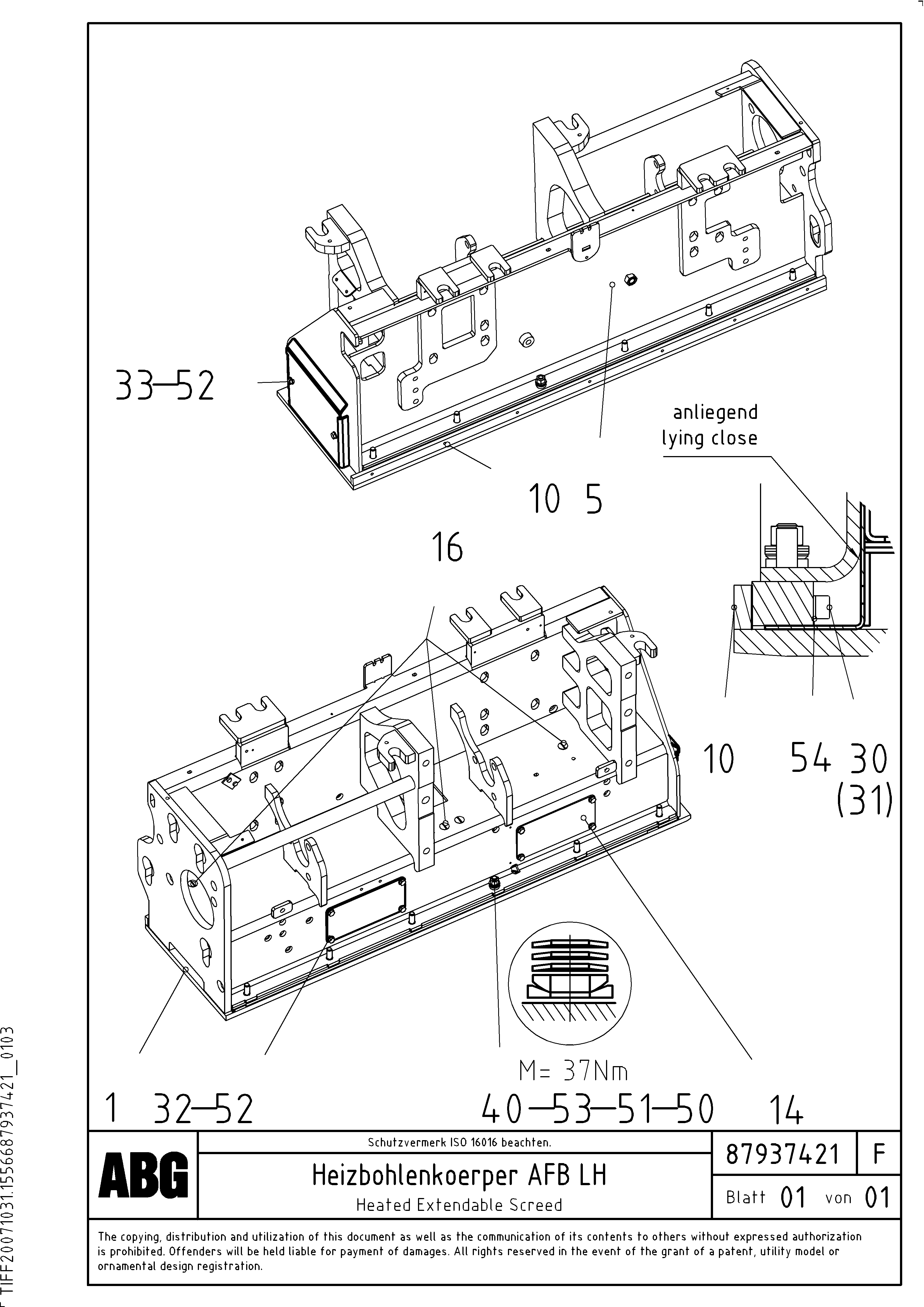 Схема запчастей Volvo ABG6820 - 66531 Heated body for extendable screed VB-T 78 GTC ATT. SCREEDS 2,5 - 8,0M ABG6820