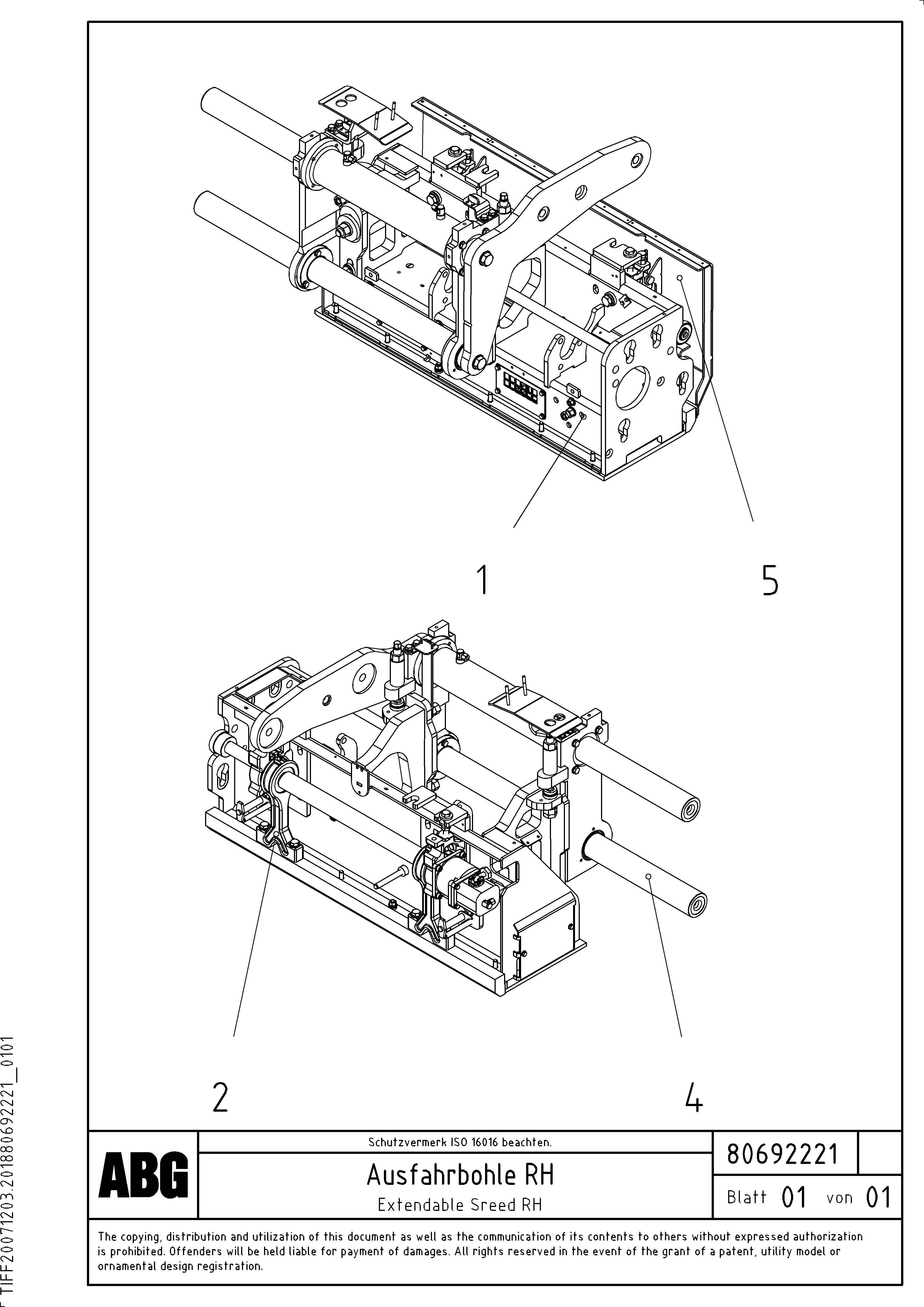 Схема запчастей Volvo ABG6820 - 66537 Extendable screed VB-T 78 GTC ATT. SCREEDS 2,5 - 8,0M ABG6820