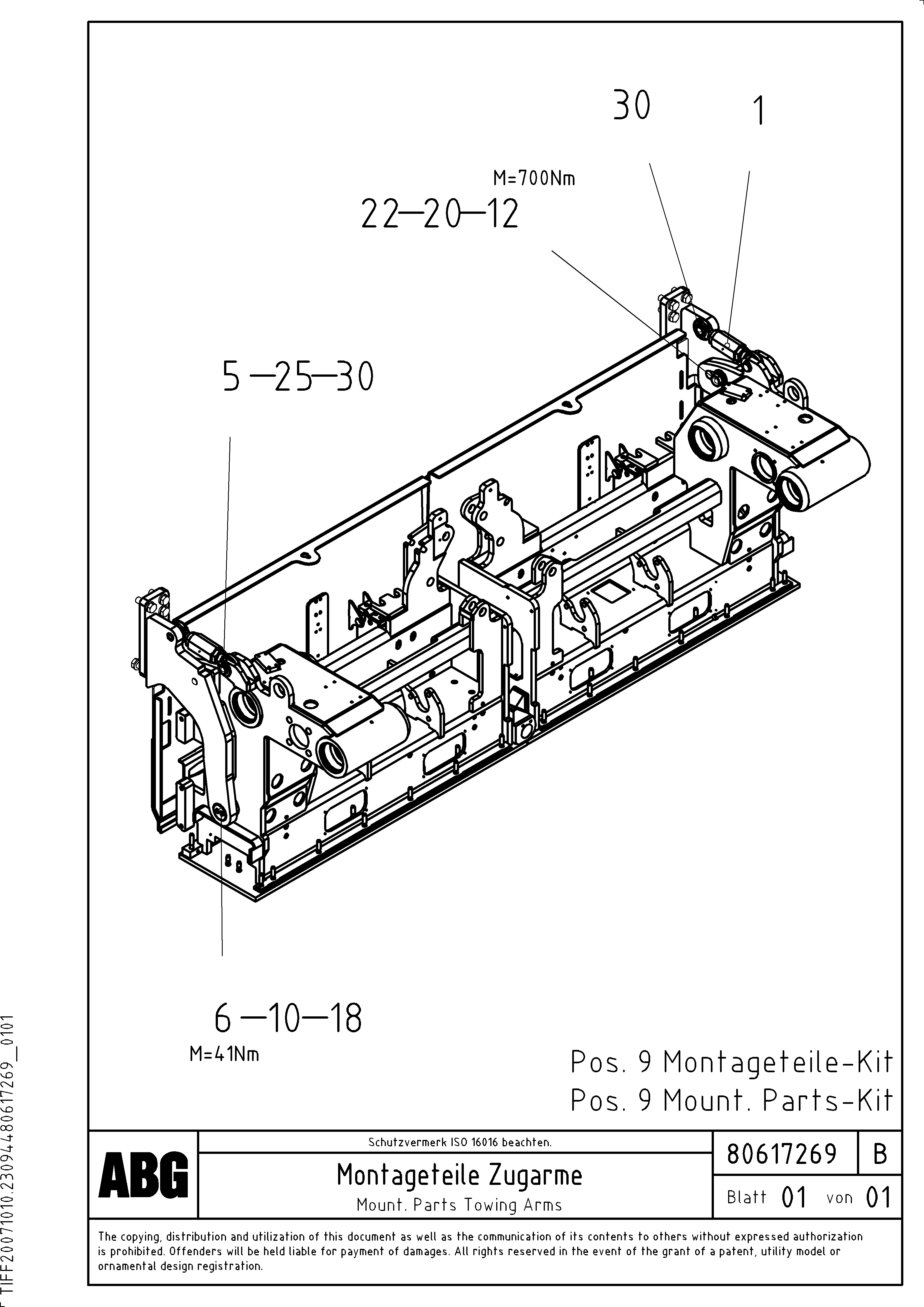 Схема запчастей Volvo ABG6820 - 64899 Mounting parts for towing arms VB-T 78 GTC ATT. SCREEDS 2,5 - 8,0M ABG6820