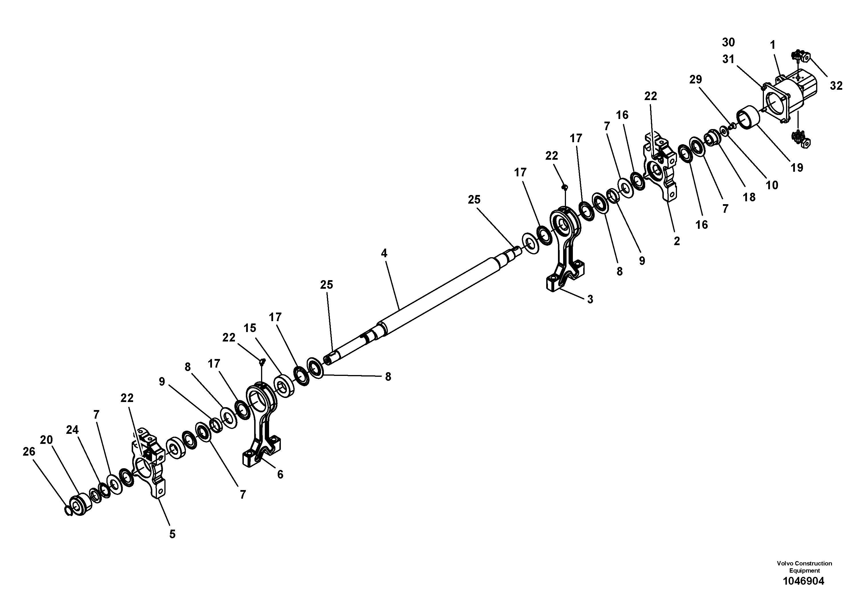 Схема запчастей Volvo ABG6820 - 64924 Tamper drive shaft for extendable screed VB-T 78 GTC ATT. SCREEDS 2,5 - 8,0M ABG6820