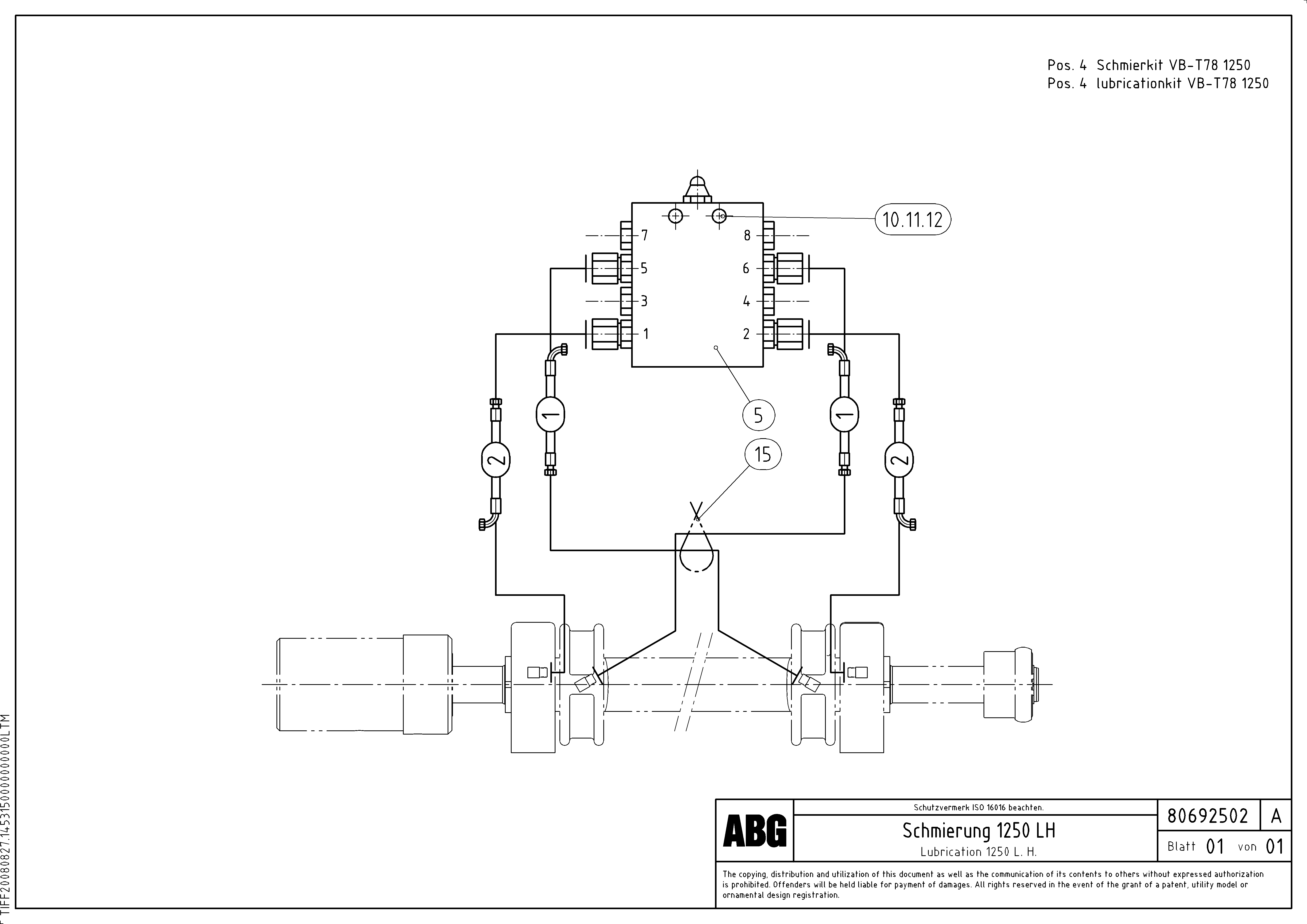 Схема запчастей Volvo ABG6820 - 63126 Lubrication for extension VB-T 78 GTC ATT. SCREEDS 2,5 - 8,0M ABG6820