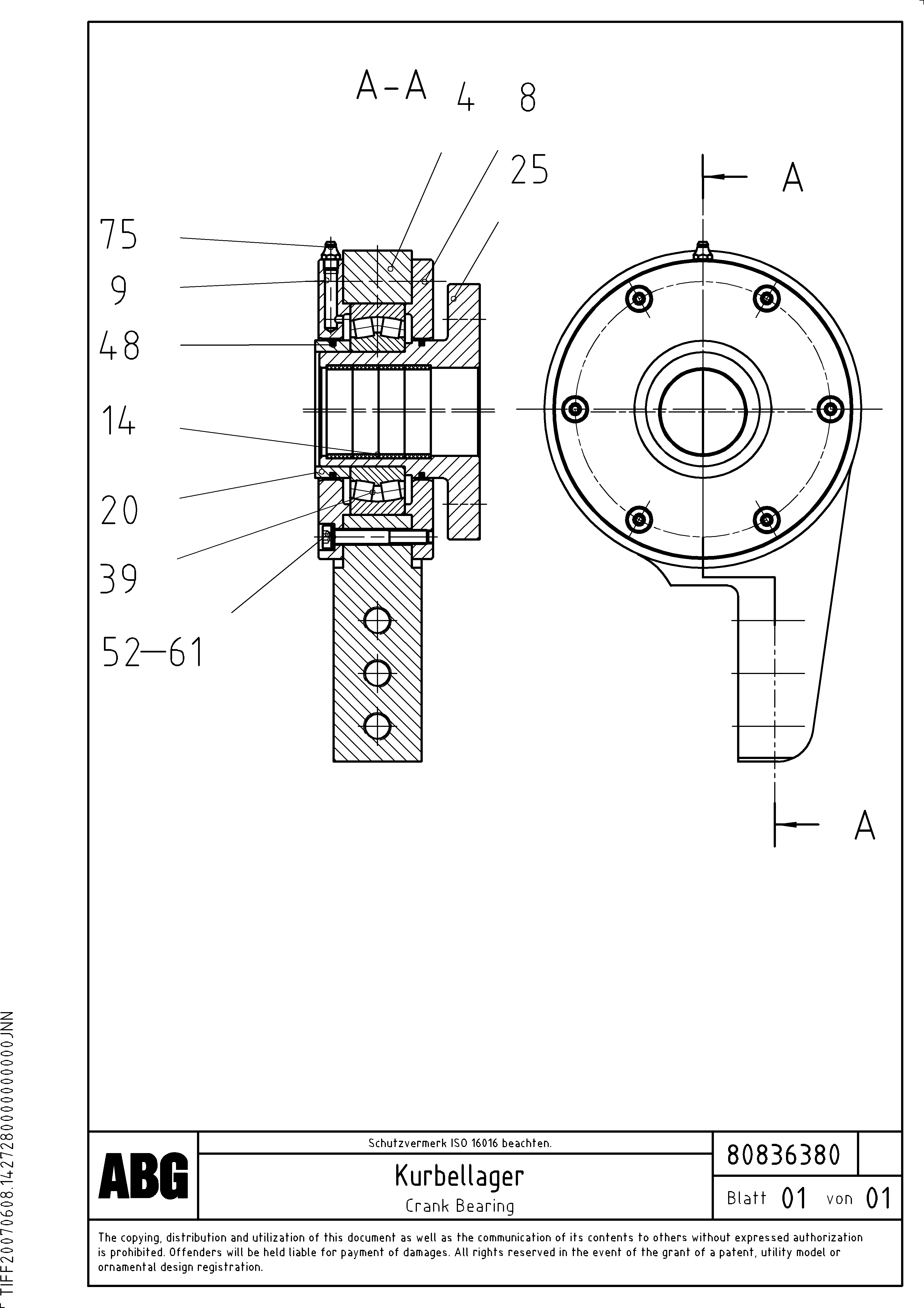 Схема запчастей Volvo ABG6820 - 73422 Crank bearing for basic screed MB 122 ATT. SCREEDS 2,5 - 8,0M ABG6820