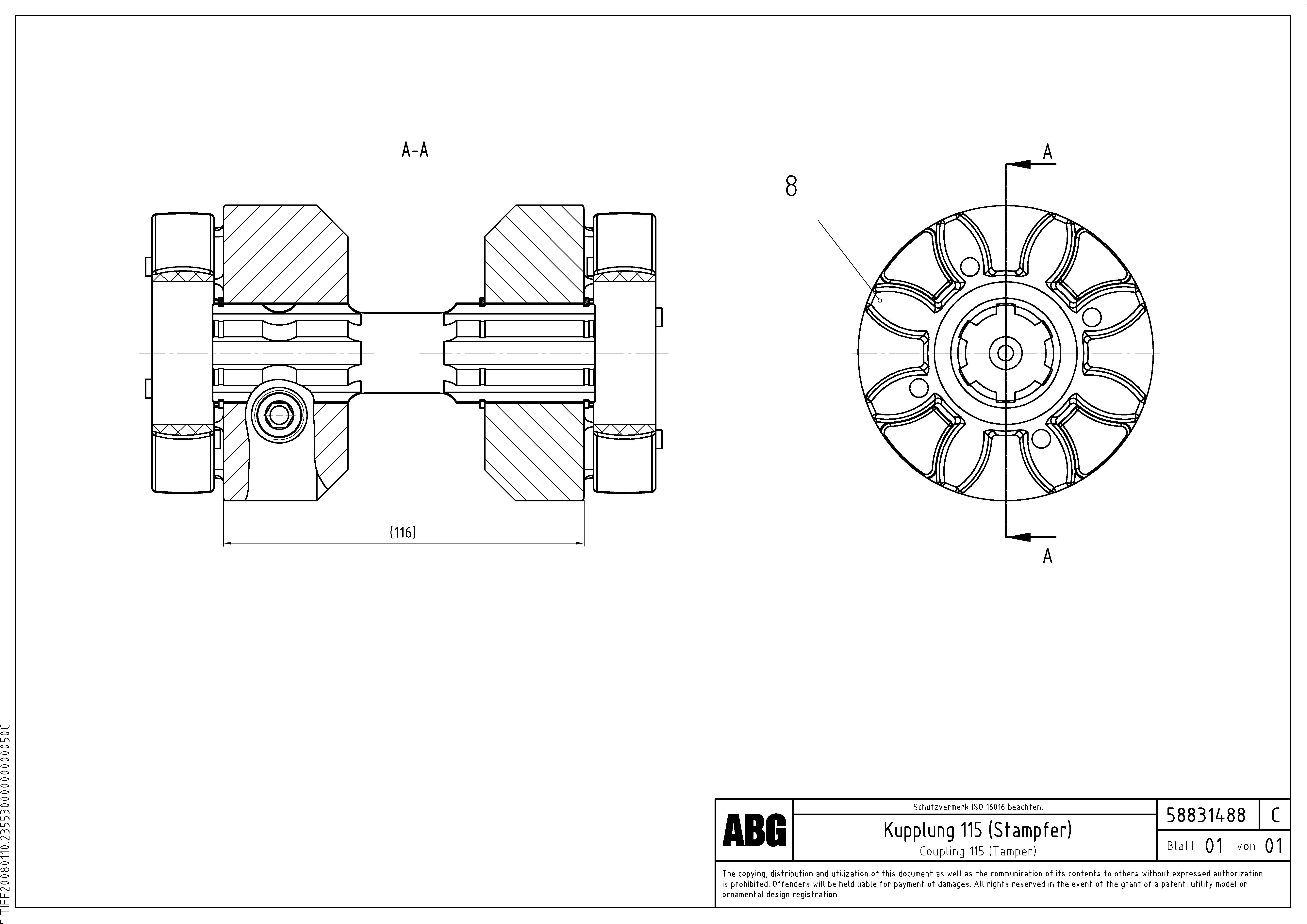 Схема запчастей Volvo ABG6820 - 81229 Coupling for tamper MB 122 ATT. SCREEDS 2,5 - 8,0M ABG6820