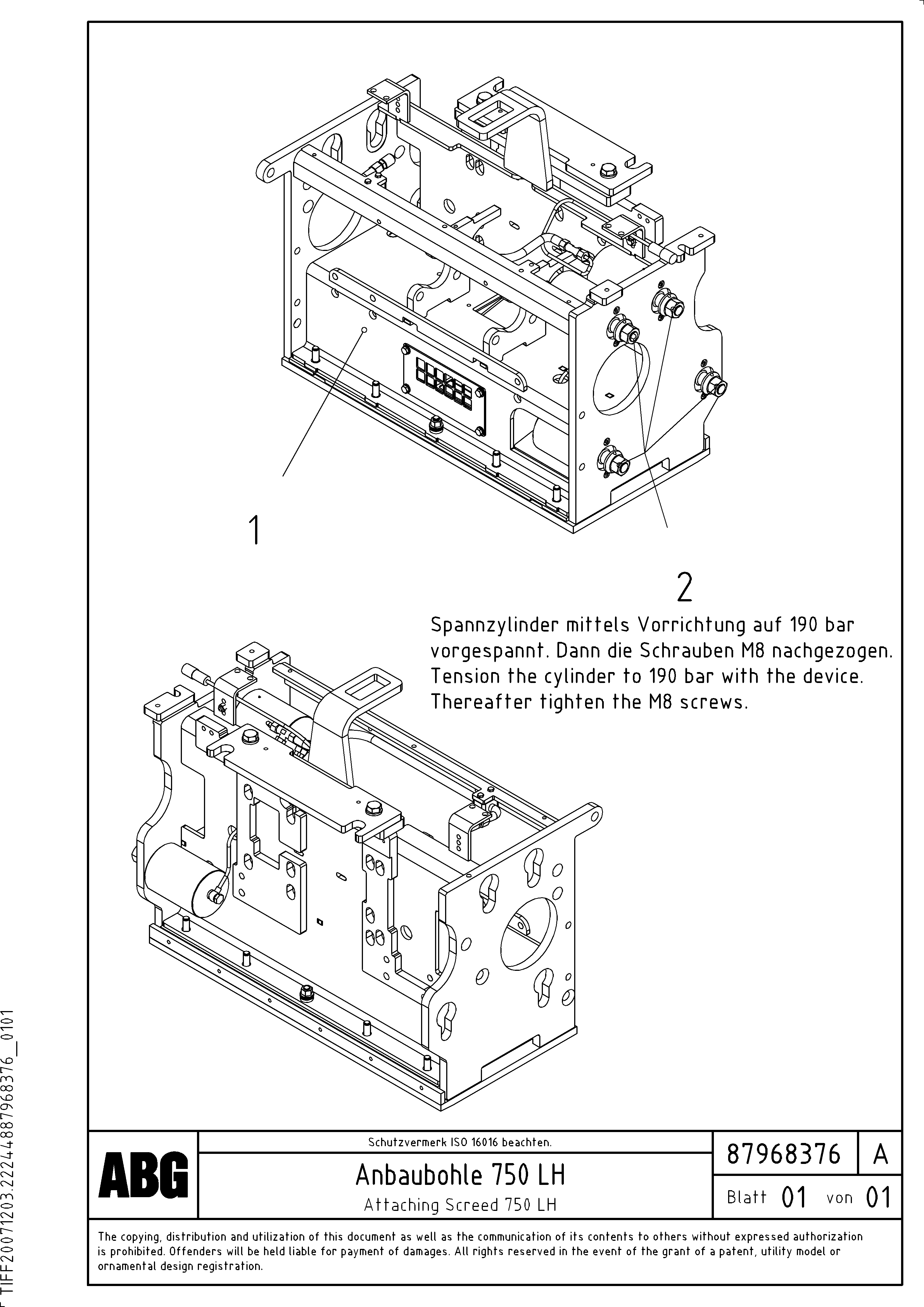 Схема запчастей Volvo ABG6820 - 71590 Attaching screed for extension VB 88 GTC ATT. SCREEDS 3,0 -10,0M ABG6820, ABG7820/ABG7820B