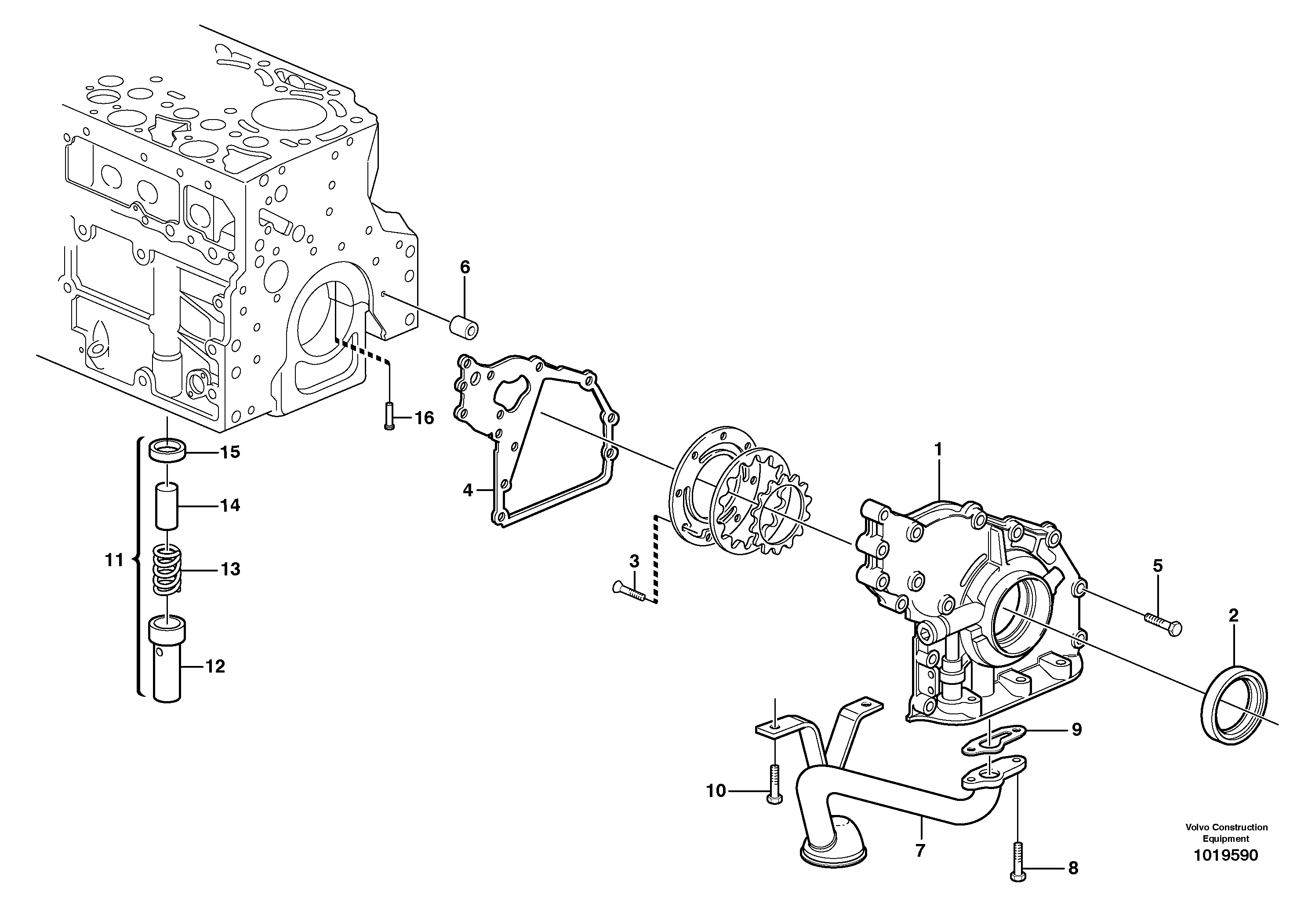 Схема запчастей Volvo ABG7820 - 56974 Система масляной смазки ABG7820/ABG7820B ABG7820 S/N 21064-23058 ABG7820B S/N 23059 -