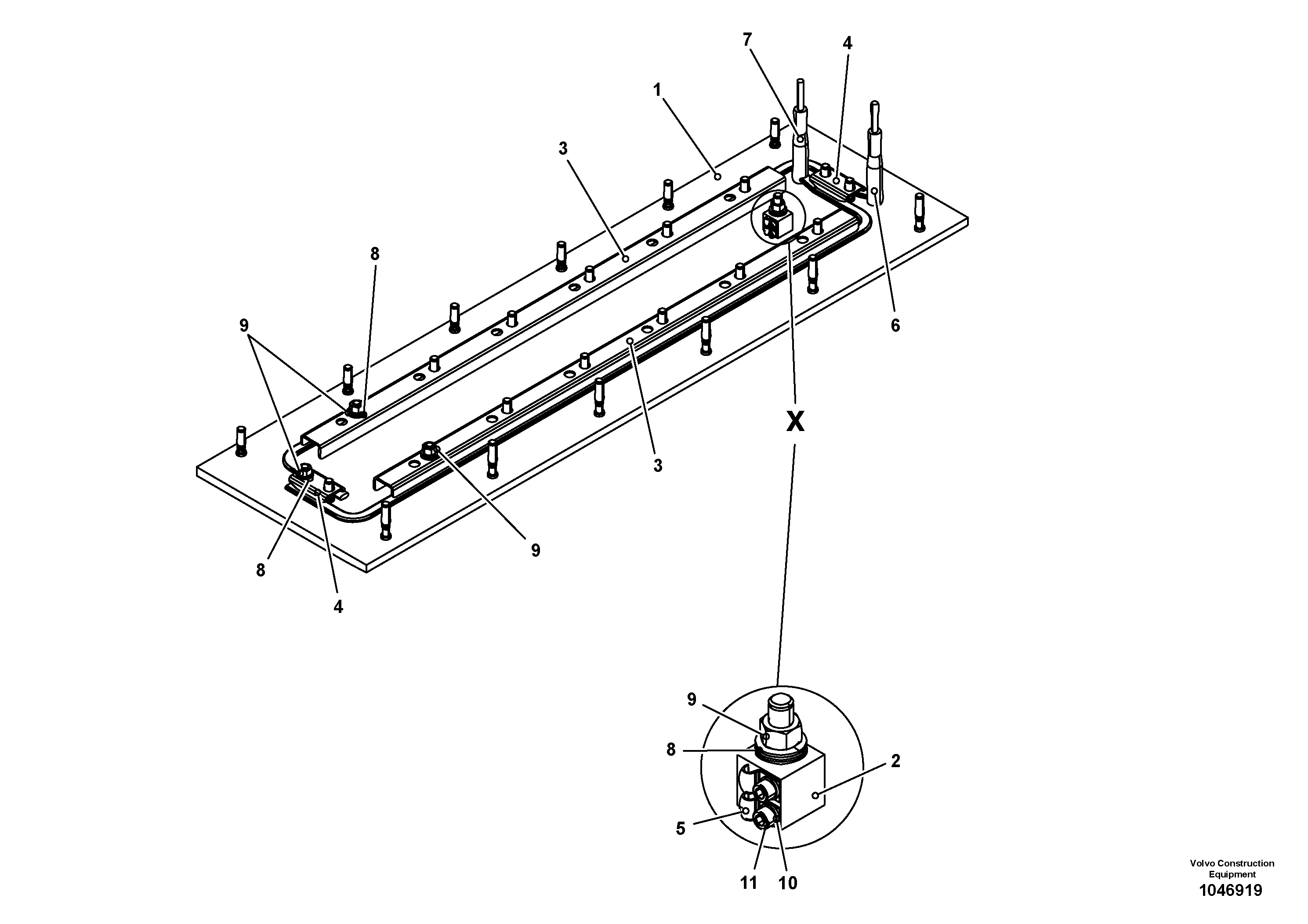 Схема запчастей Volvo ABG7820 - 79376 Heated base plate for basic screed VB 78 ETC ATT. SCREED 2,5 - 9,0 M ABG5820/6820/7820/7820B