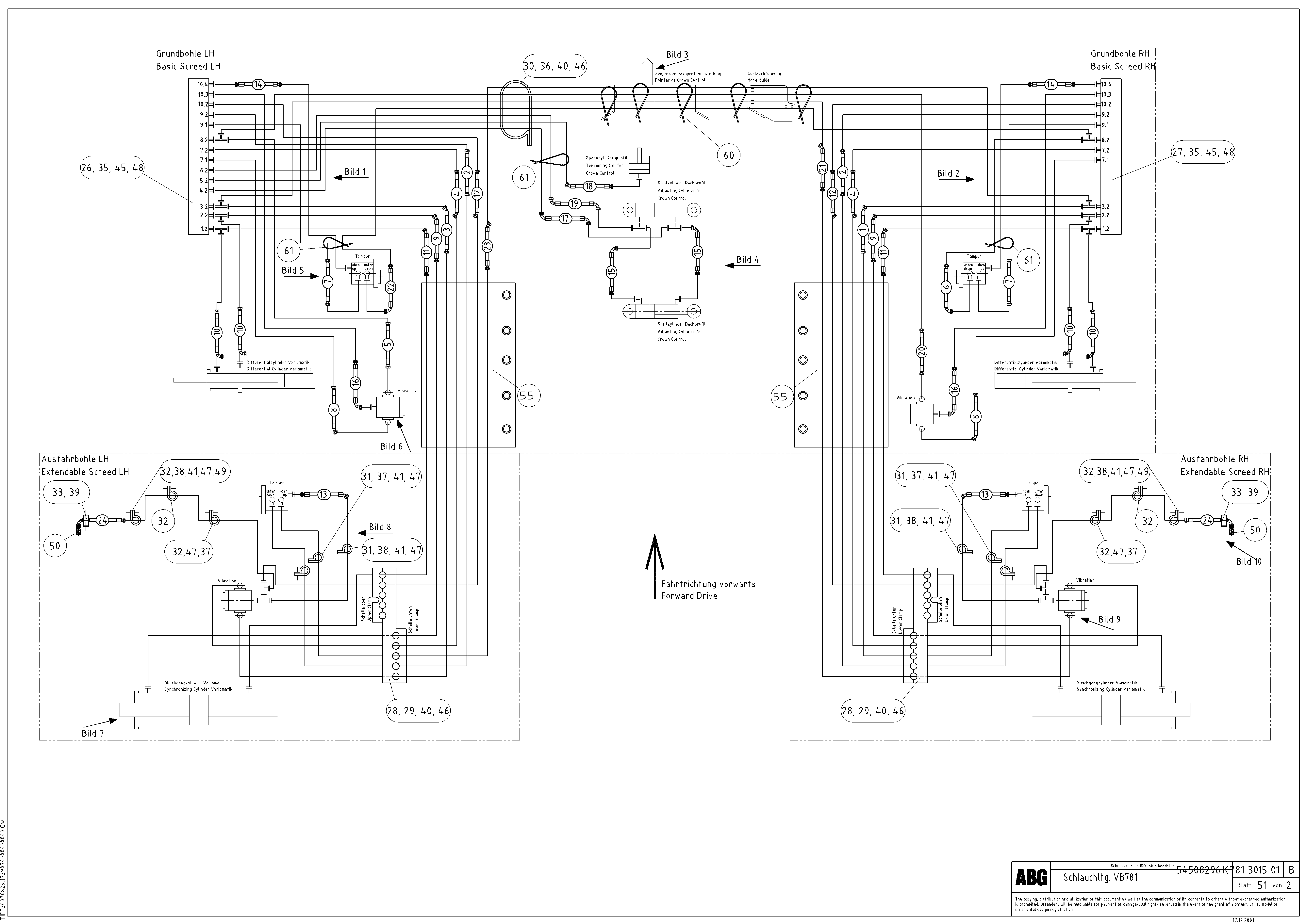 Схема запчастей Volvo ABG7820 - 46603 Hose lines from connection block VB 78 ETC ATT. SCREED 2,5 - 9,0 M ABG5820/6820/7820/7820B