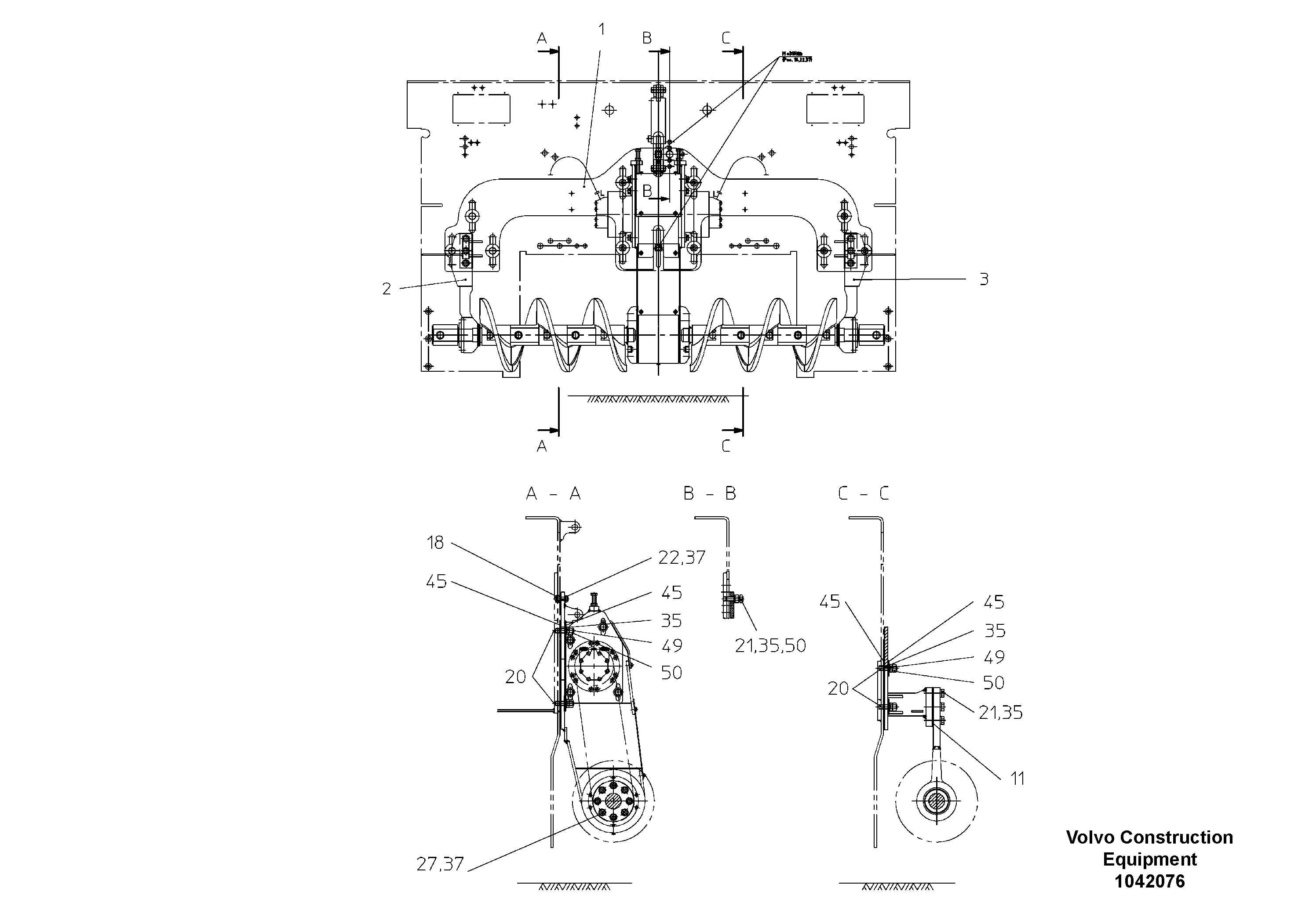 Схема запчастей Volvo ABG7820 - 43933 Basic Auger ABG7820/ABG7820B ABG7820 S/N 21064-23058 ABG7820B S/N 23059 -