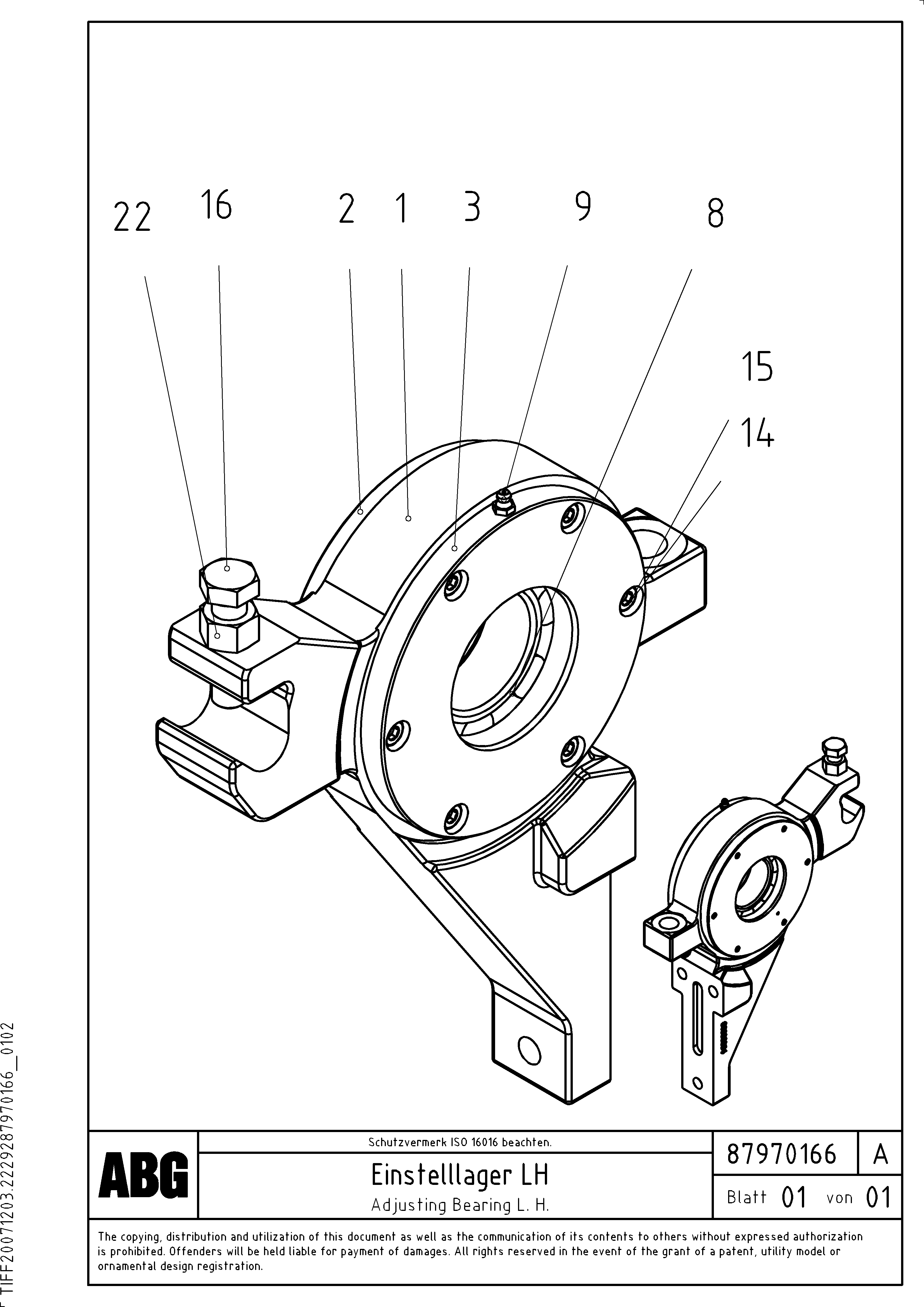 Схема запчастей Volvo ABG7820 - 90844 Adjustable bearing for tamper/basic screed VDT 121 ATT. SCREED 2,5 - 9,0 M ABG7820/ABG7820B