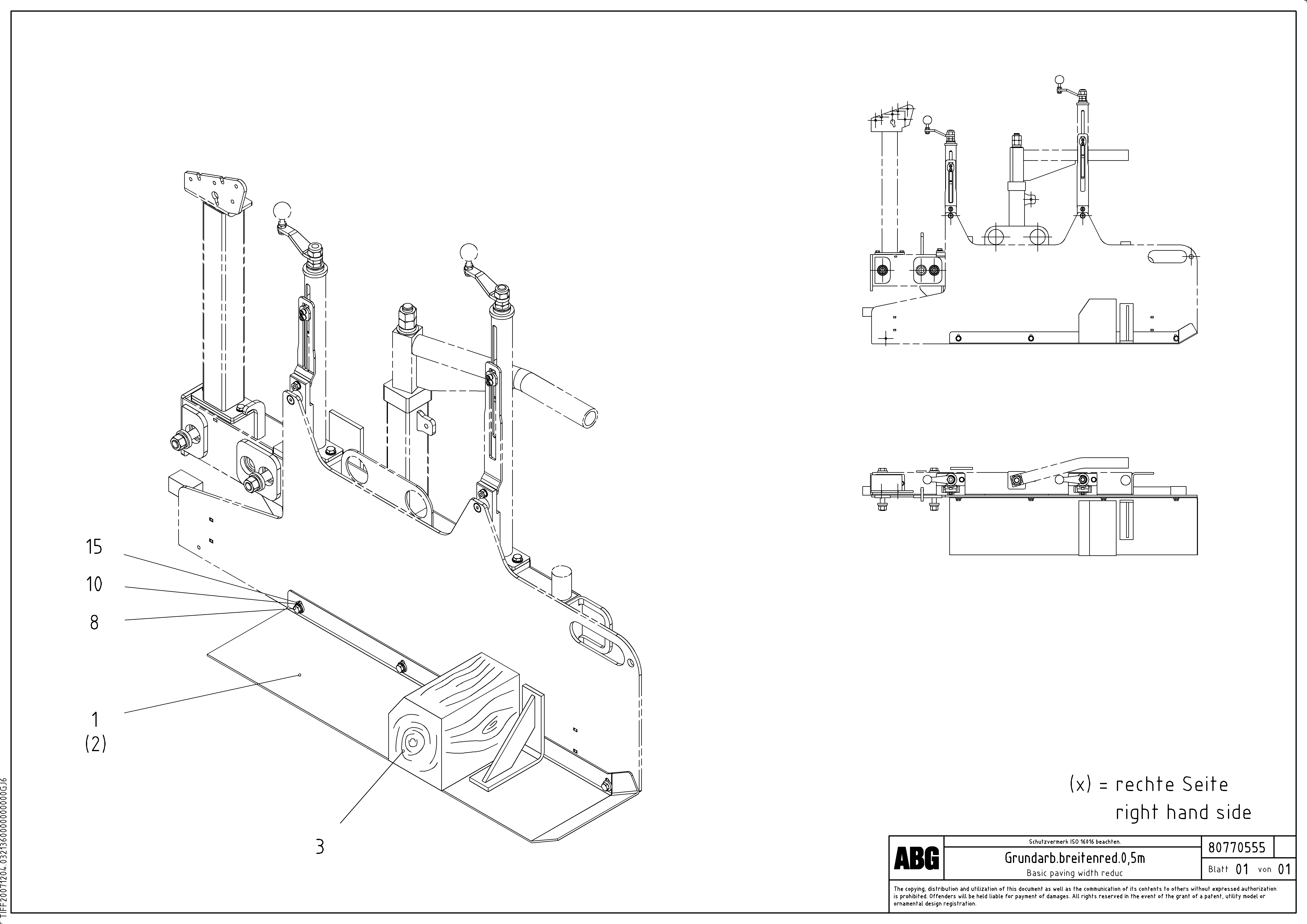 Схема запчастей Volvo ABG7820 - 69902 Basic paving width reduction 0.5 m on lateral limitation VB 88 GTC ATT. SCREEDS 3,0 -10,0M ABG6820, ABG7820/ABG7820B