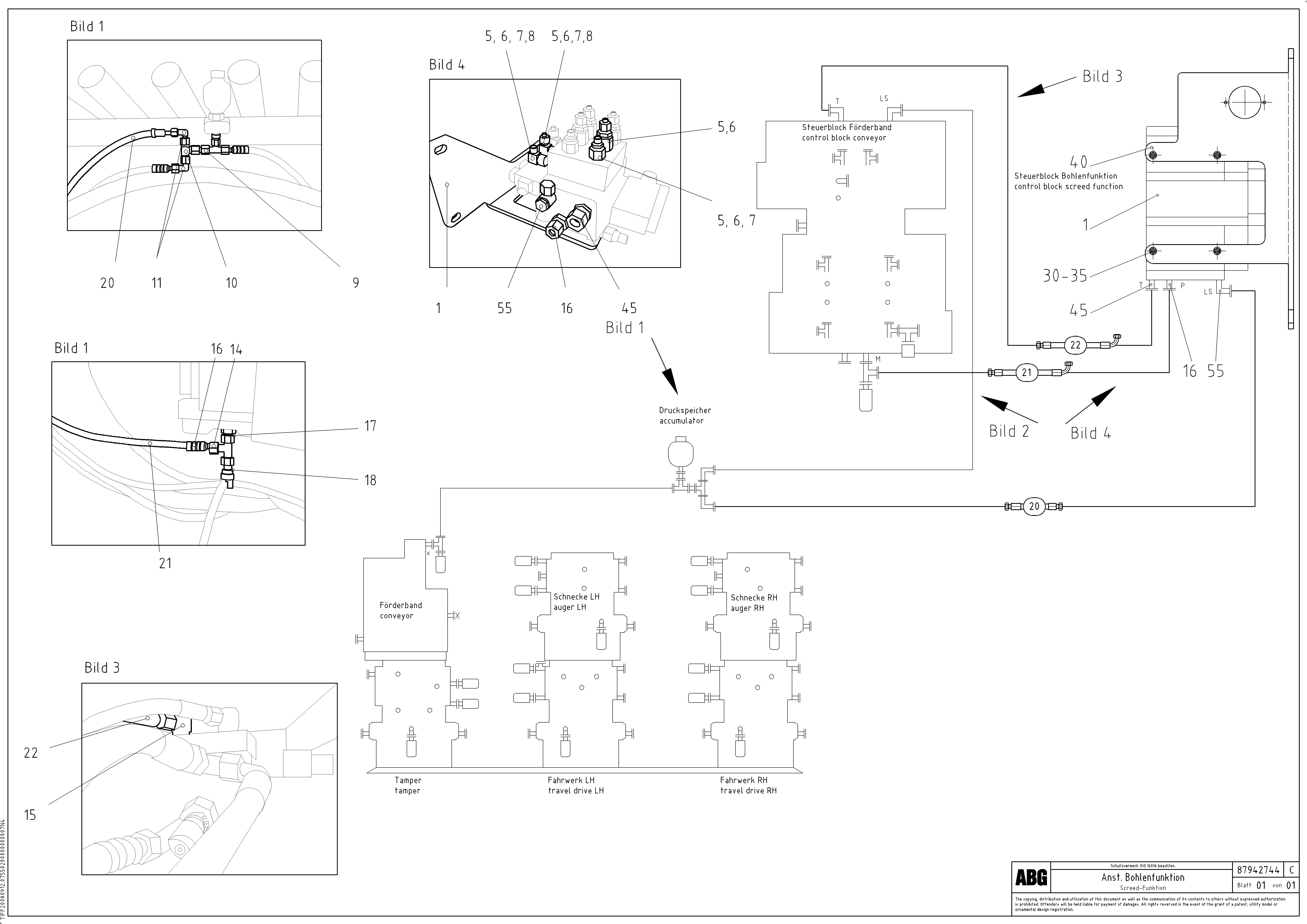 Схема запчастей Volvo ABG7820 - 80728 Hydraulic funktion on screed VDT-V 88 ETC ATT. SCREEDS 3,0 - 9,0M ABG7820, ABG7820B