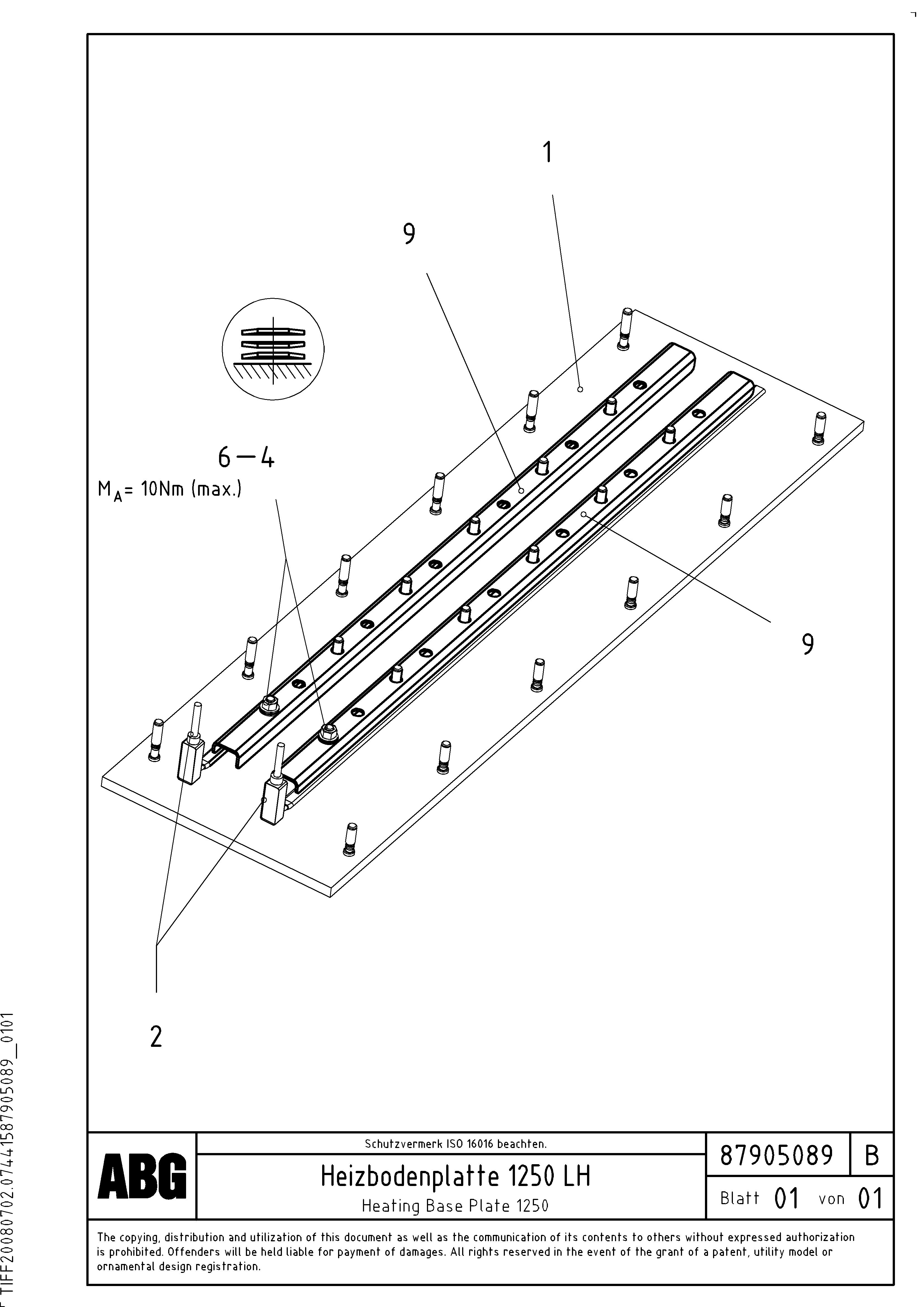 Схема запчастей Volvo ABG7820 - 72157 Heating base plate for extension VDT-V 88 ETC ATT. SCREEDS 3,0 - 9,0M ABG7820, ABG7820B