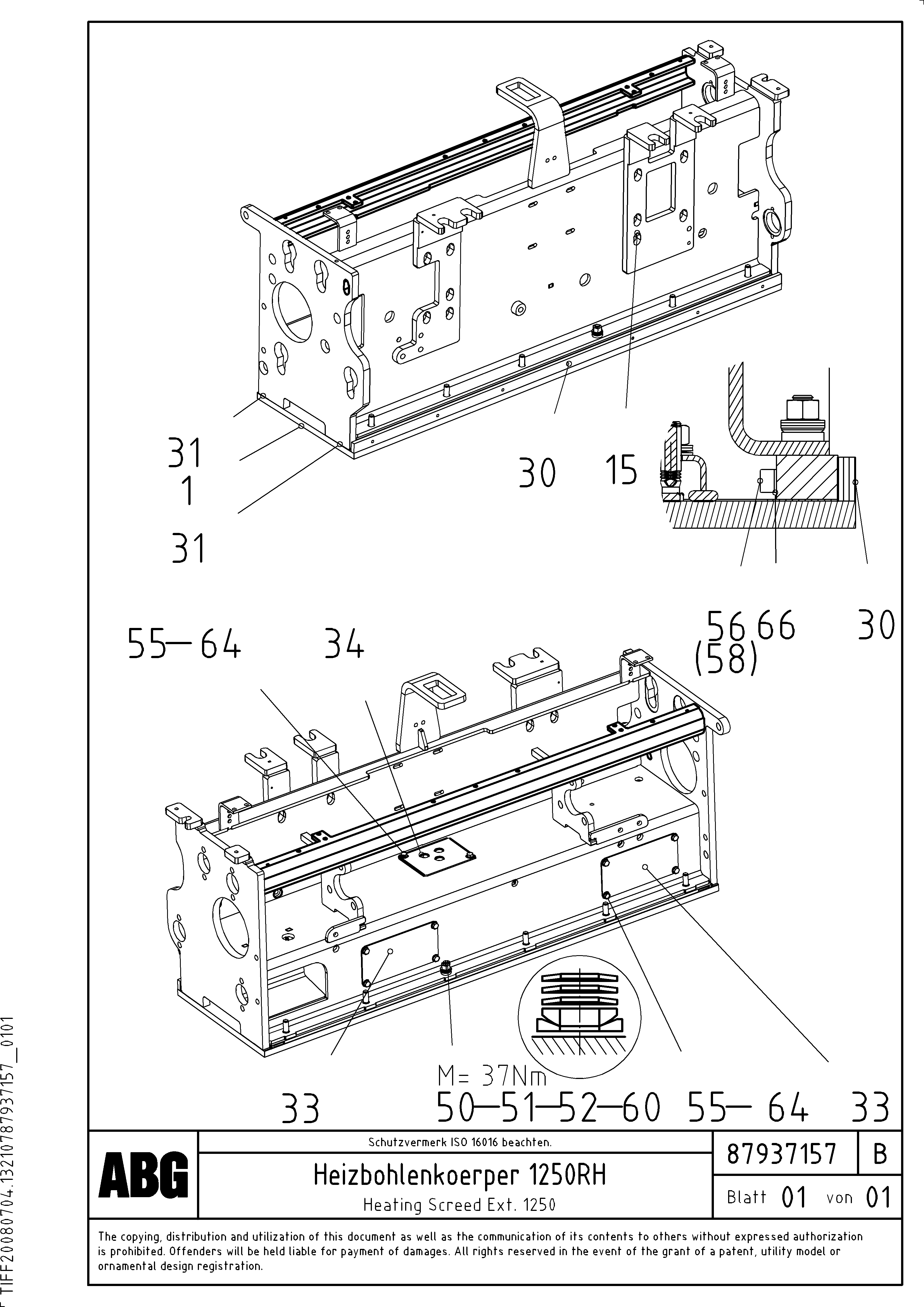 Схема запчастей Volvo ABG7820 - 77234 Heating screed extension VDT-V 88 ETC ATT. SCREEDS 3,0 - 9,0M ABG7820, ABG7820B