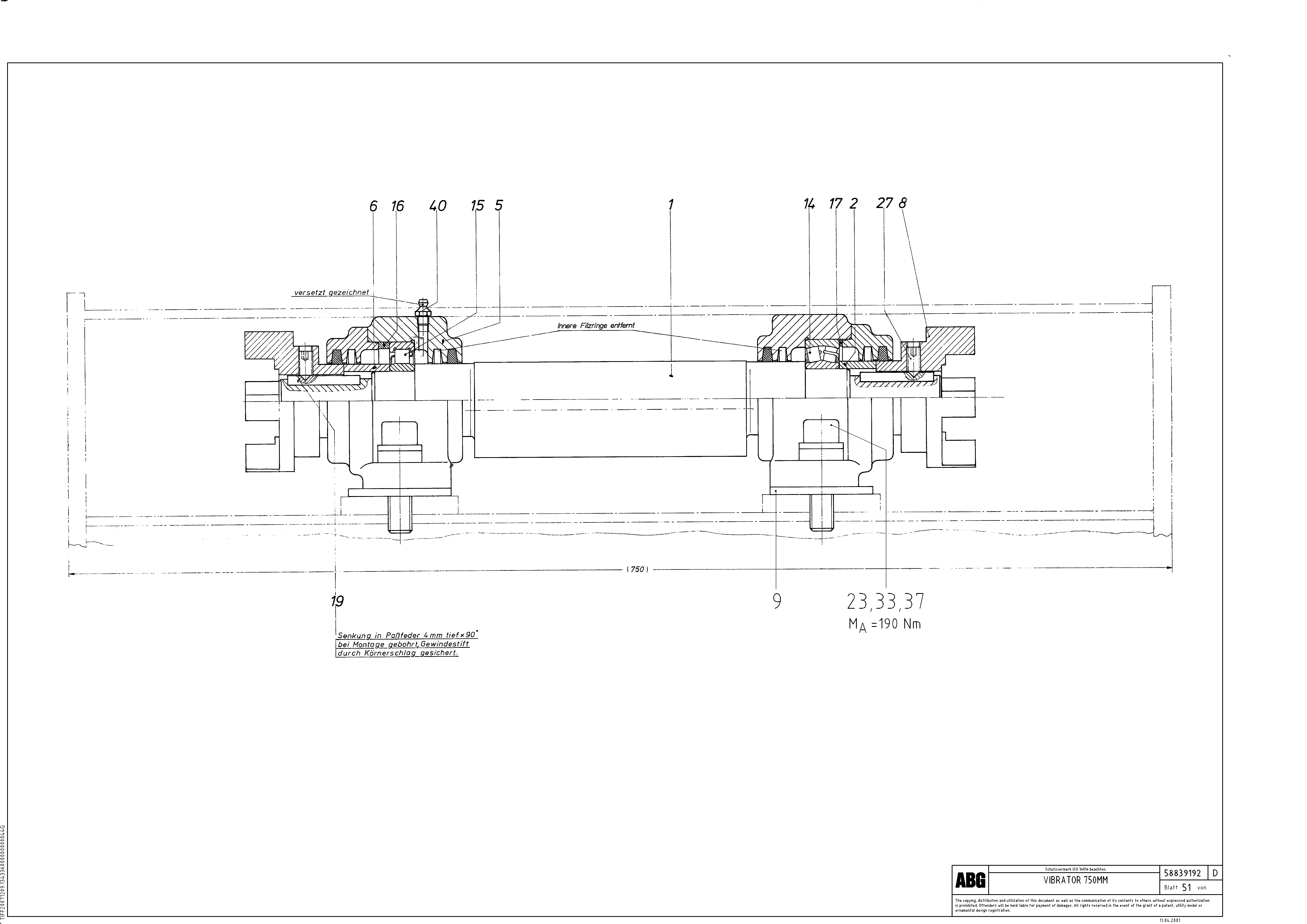 Схема запчастей Volvo ABG7820 - 76067 Vibrator shaft for extension MB 122 ATT. SCREEDS 2,5 -10,0M ABG7820, ABG7820B