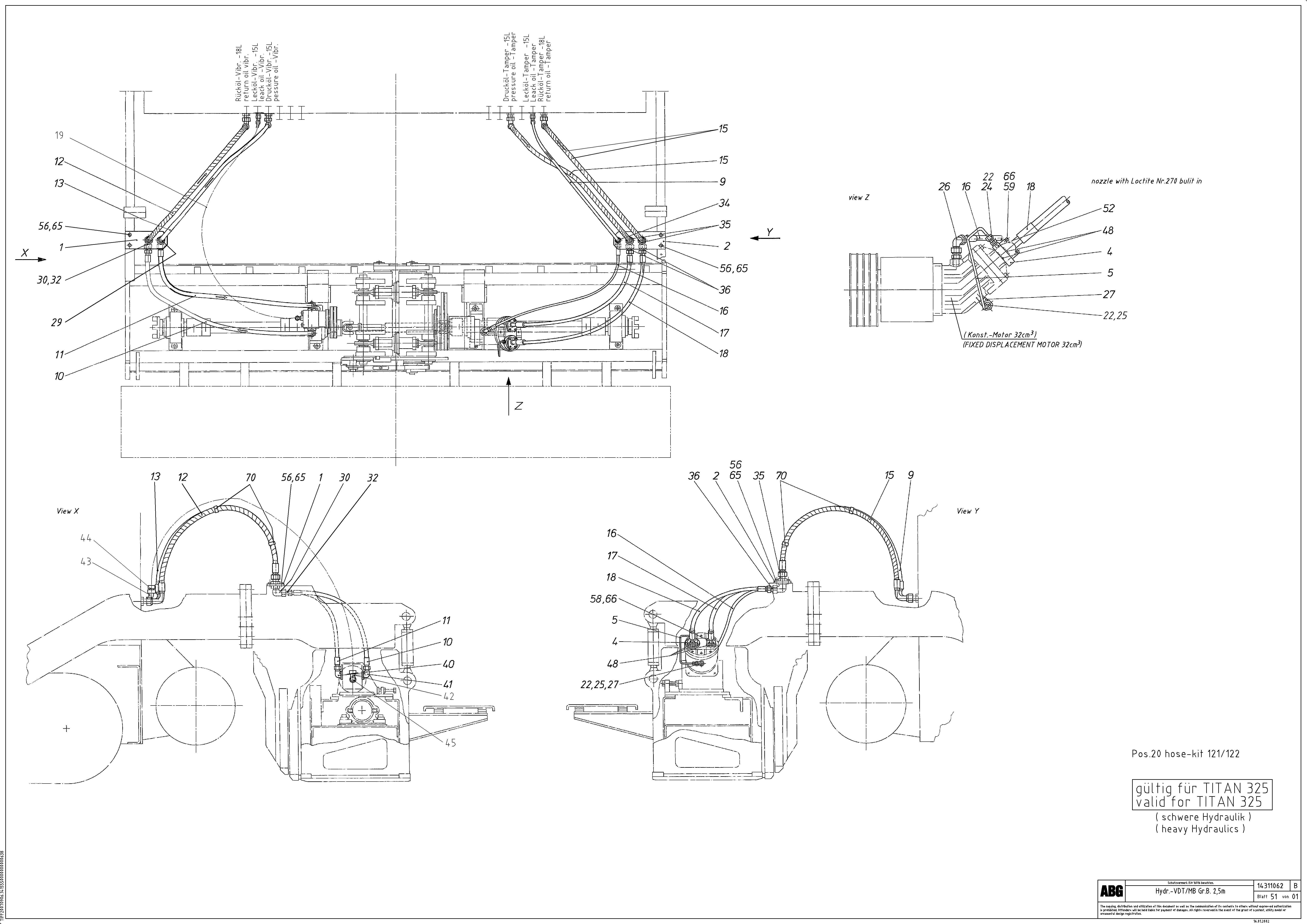 Схема запчастей Volvo ABG7820 - 79595 Hose-kit, for basic screed MB 122 ATT. SCREEDS 2,5 -10,0M ABG7820, ABG7820B