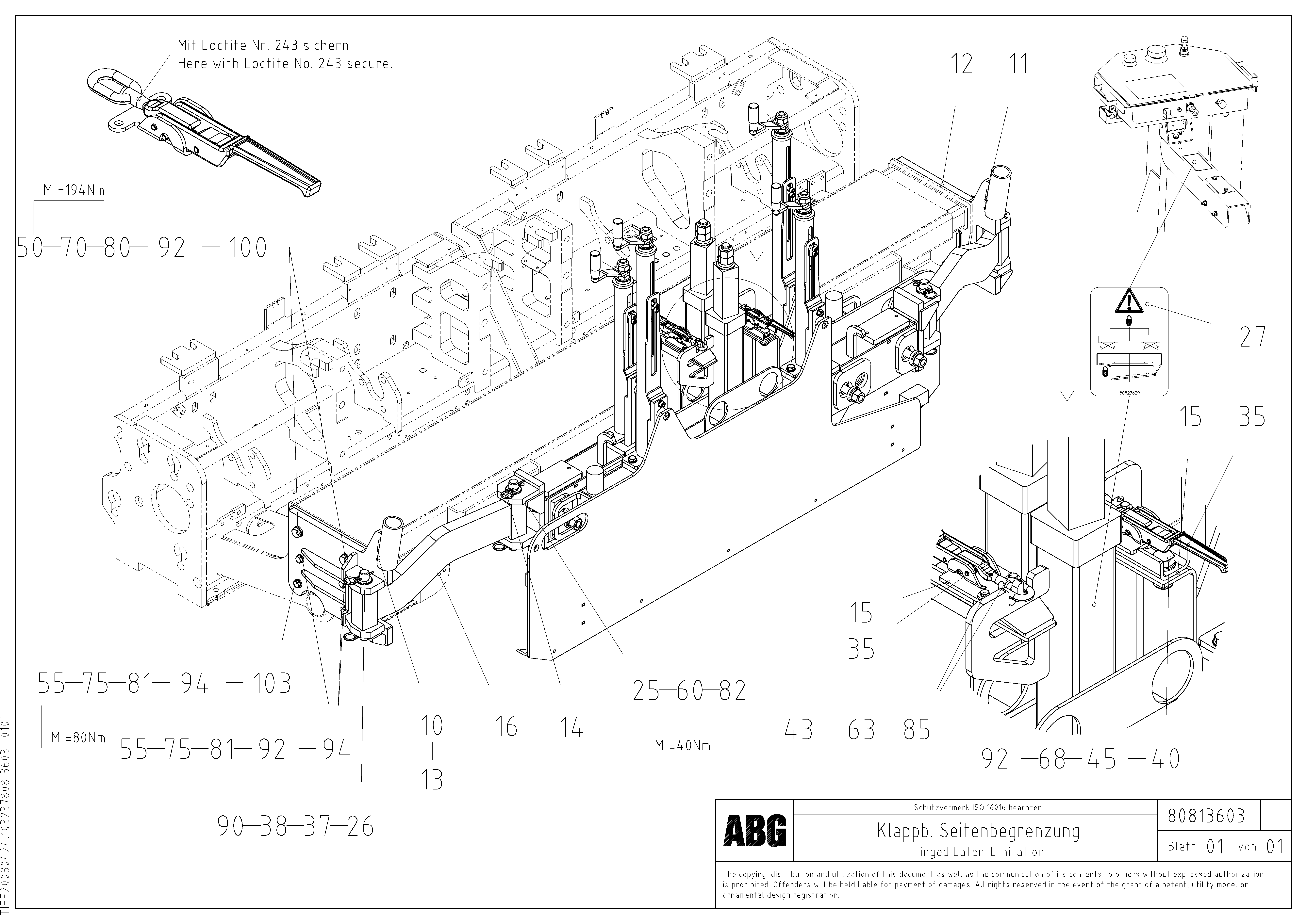 Схема запчастей Volvo ABG7820 - 79076 Hinged lateral limitation VB 78 GTC ATT. SCREEDS 2,5 - 9,0M ABG5820/6820/7820/7820B
