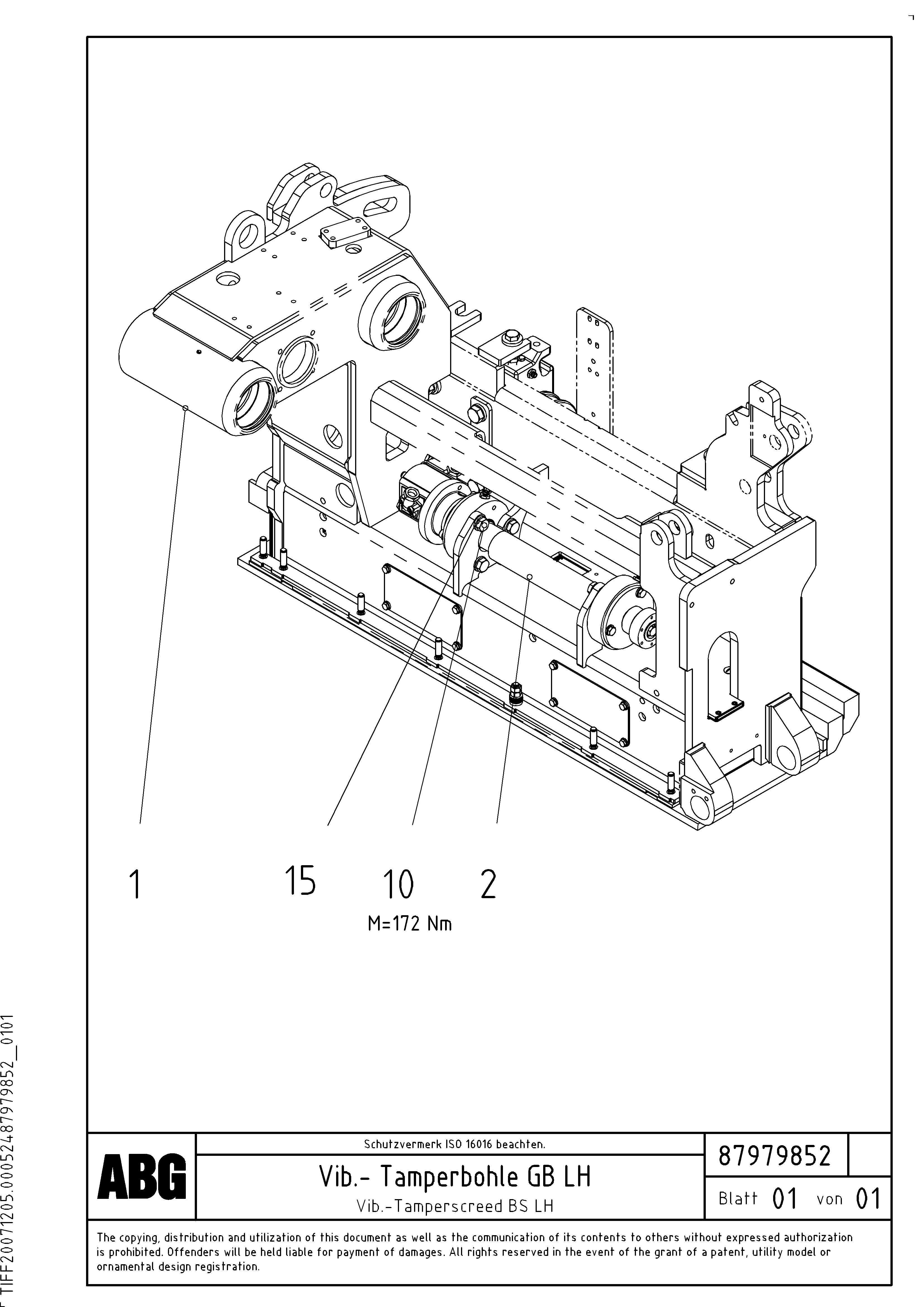 Схема запчастей Volvo ABG7820 - 60128 Vib.-tamperscreed for basic screed VDT-V 78 GTC ATT. SCREEDS 2,5 - 9,0M ABG6820,ABG7820,ABG7820B