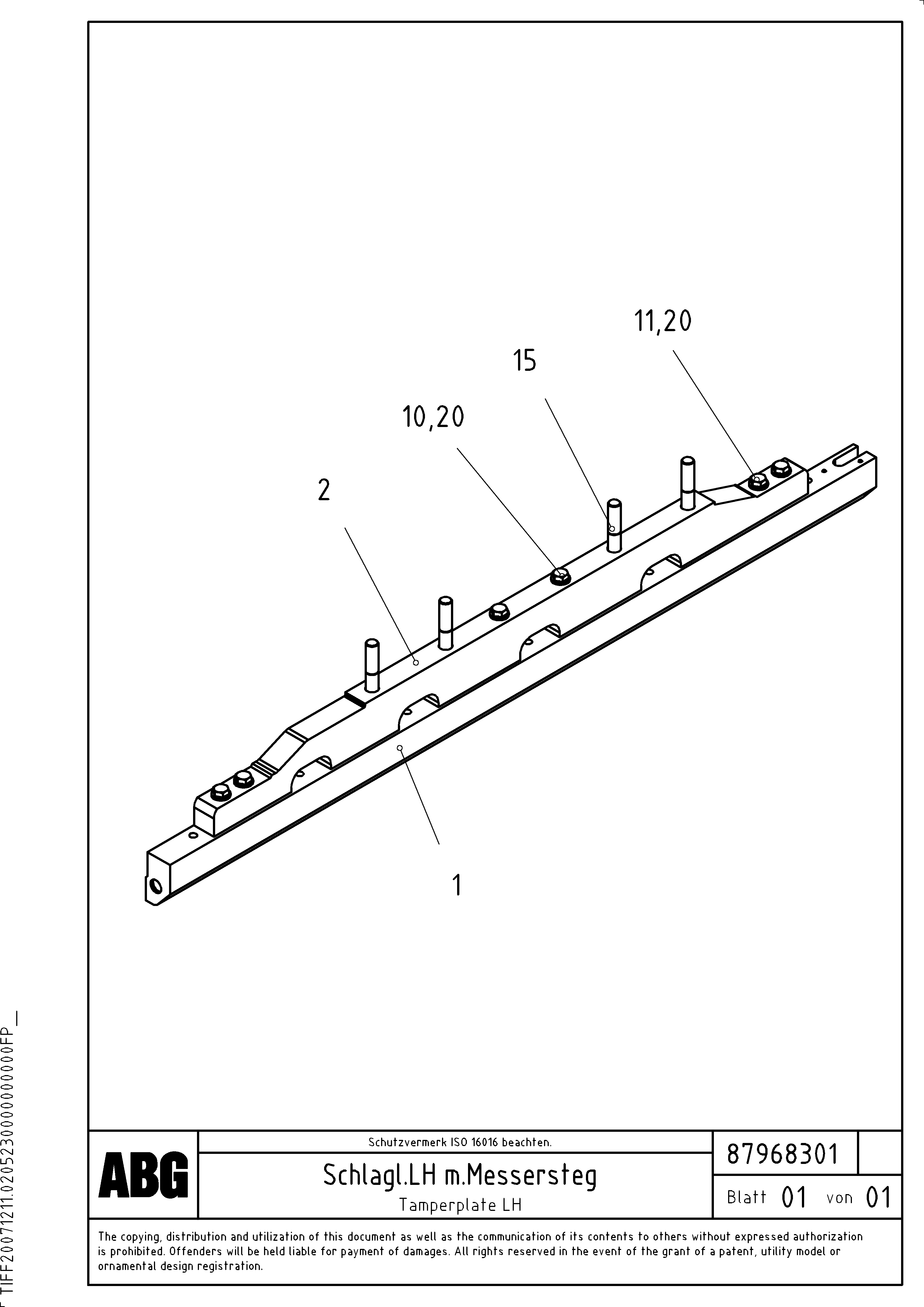 Схема запчастей Volvo ABG7820 - 71483 Tamper plate for extension VDT-V 78 GTC ATT. SCREEDS 2,5 - 9,0M ABG6820,ABG7820,ABG7820B