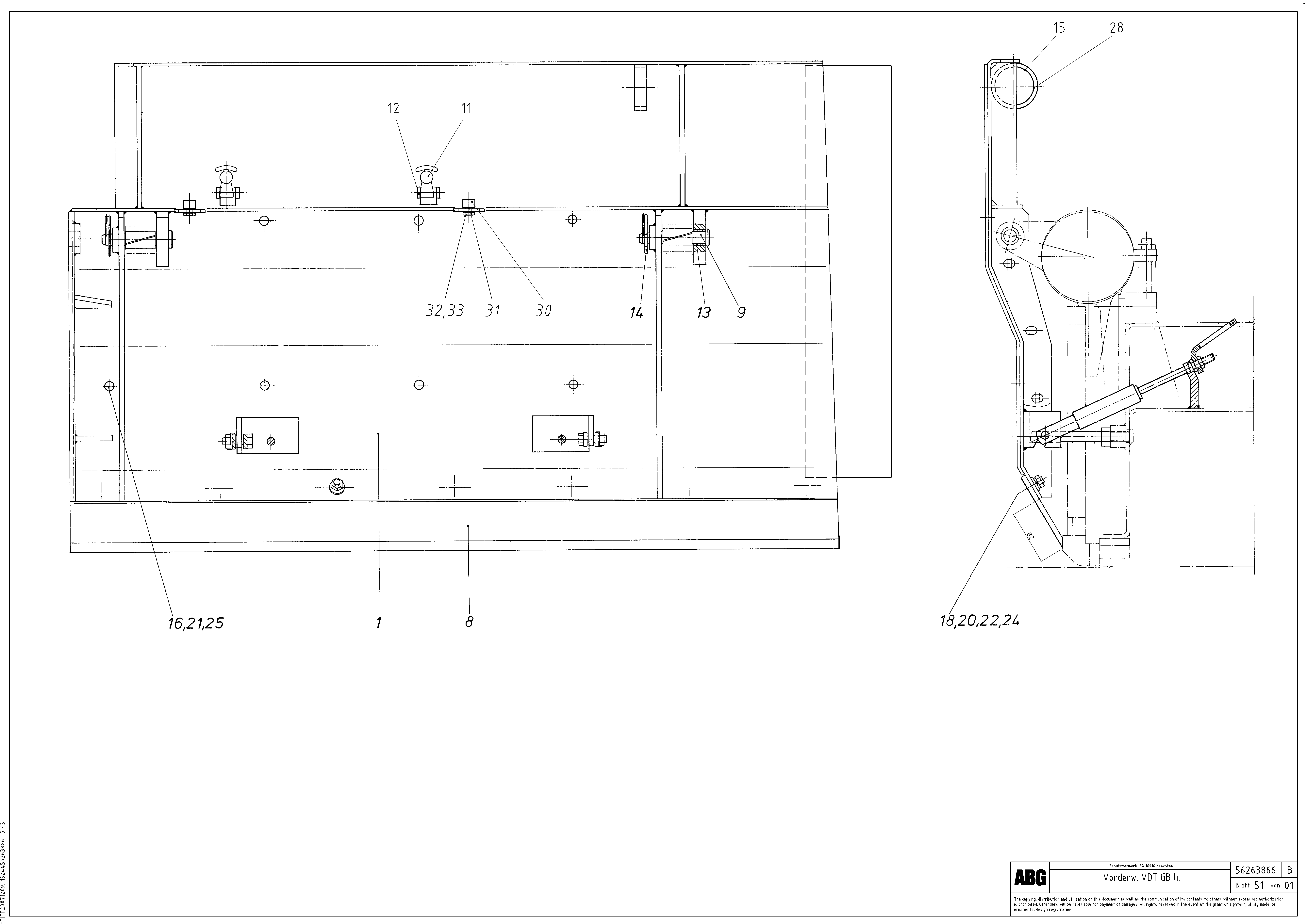 Схема запчастей Volvo ABG7820 - 81707 Deflector for basic screed VDT 121 ATT. SCREED 2,5 - 9,0 M ABG7820/ABG7820B