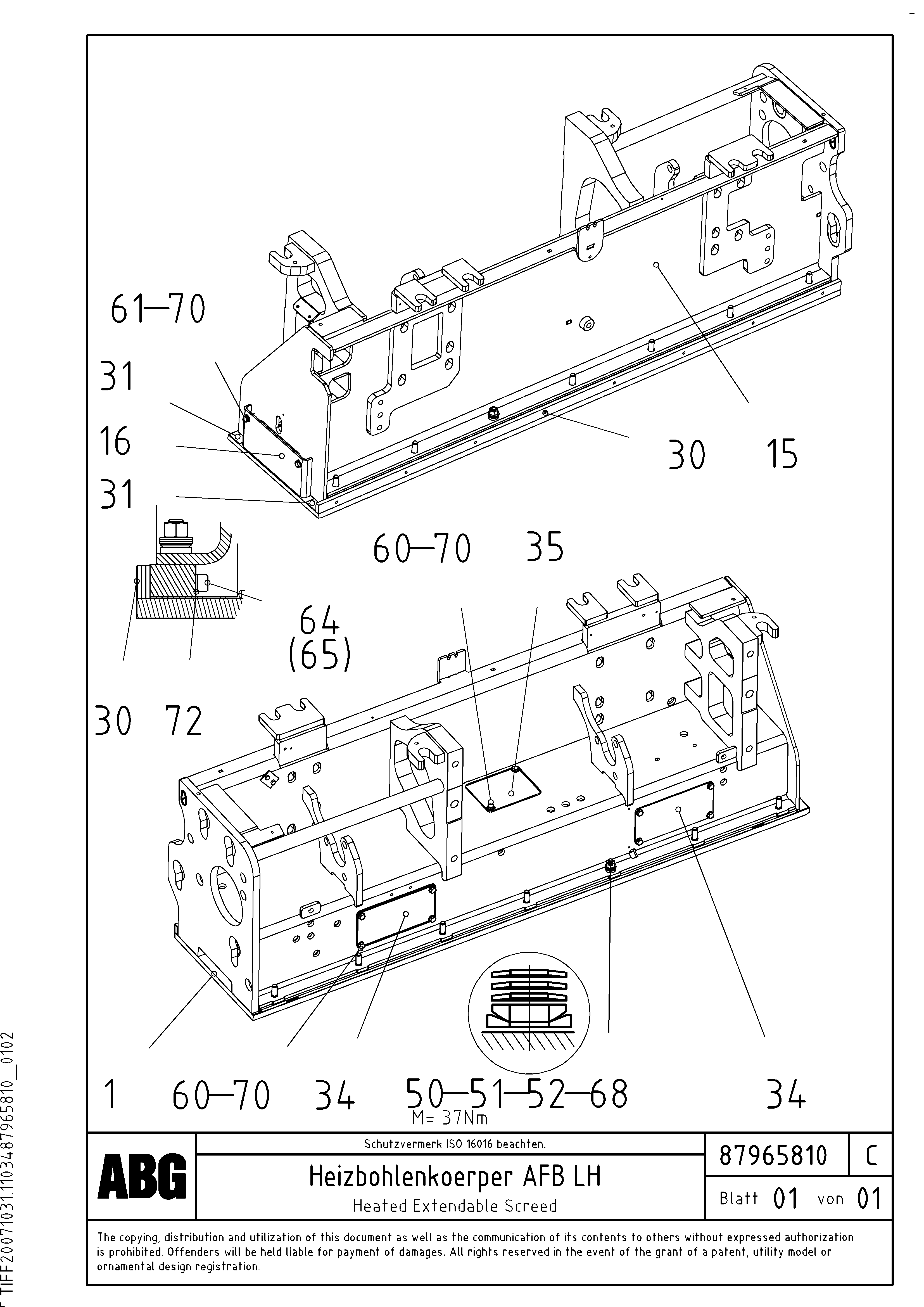 Схема запчастей Volvo ABG7820 - 63028 Heated body for extendable screed VDT-V 89 ETC ATT. SCREEDS 3,0 - 9,0M ABG7820, ABG7820B