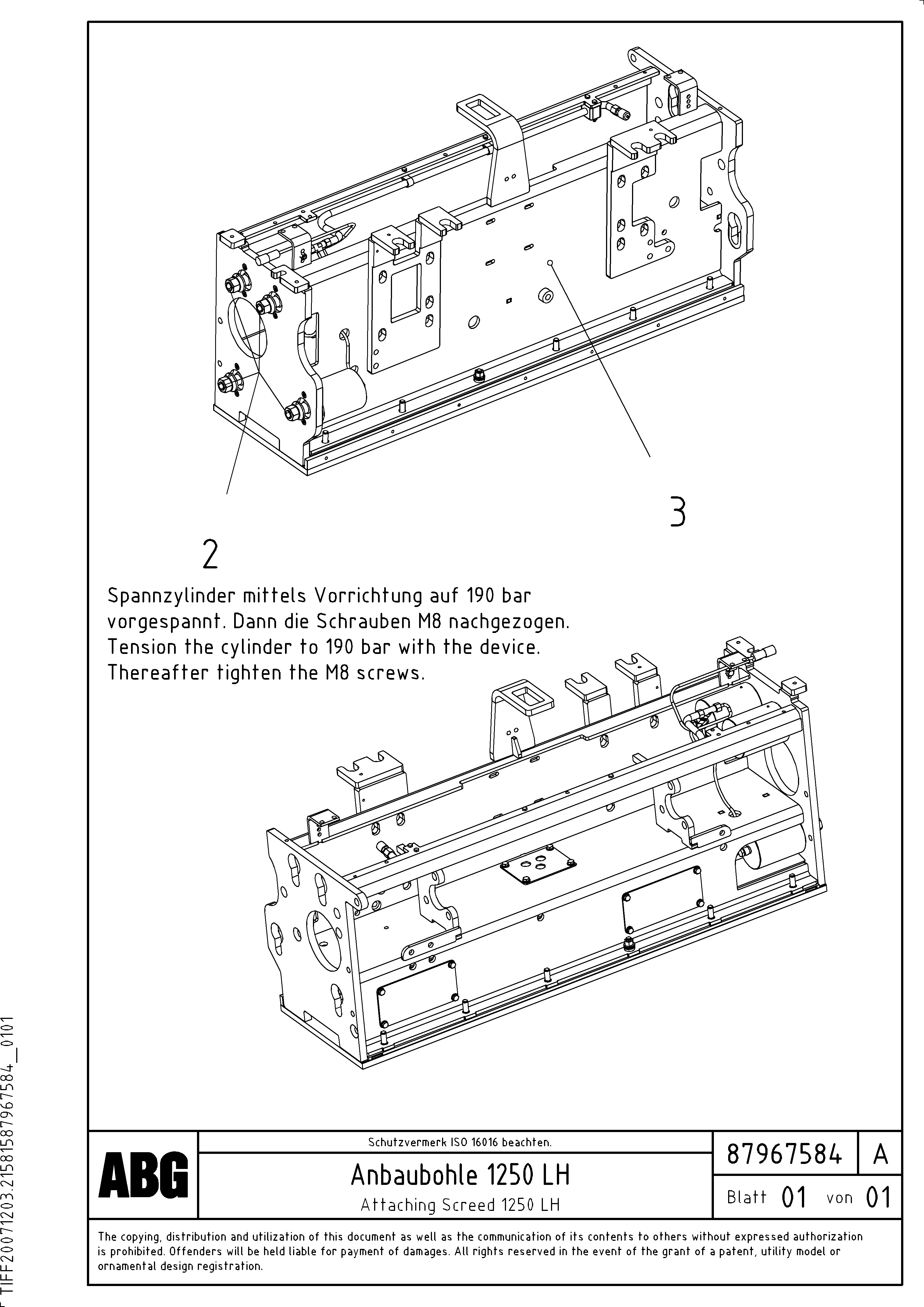 Схема запчастей Volvo ABG7820 - 64629 Attaching screed for extension VDT-V 89 ETC ATT. SCREEDS 3,0 - 9,0M ABG7820, ABG7820B